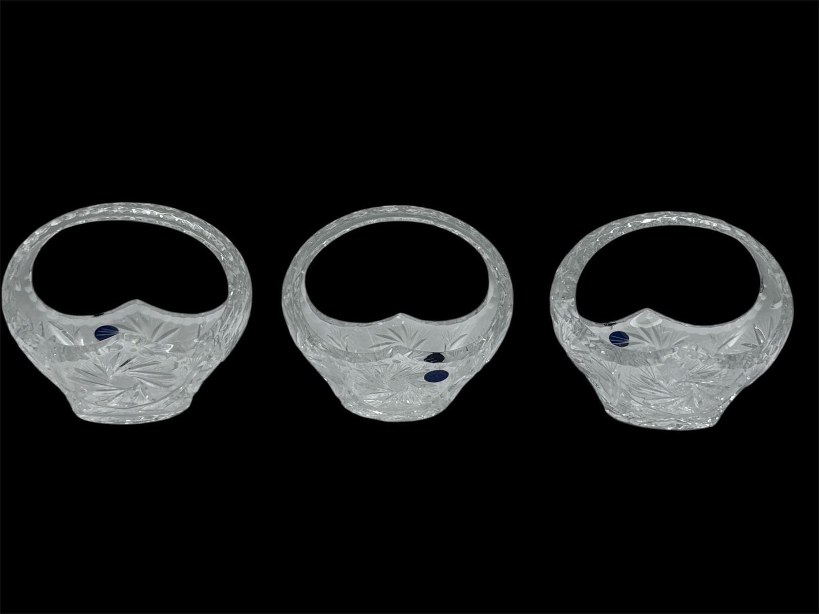 Set of Three Lead Crystal Handled Baskets (1 of 3)