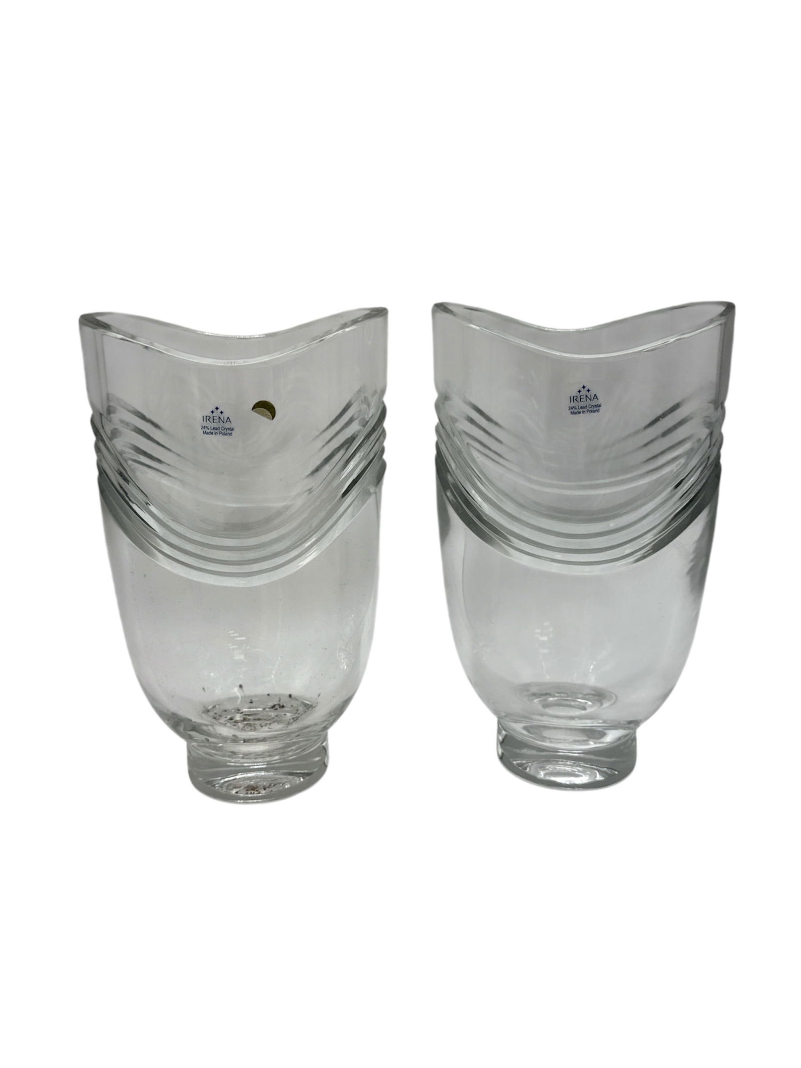 Pair of Modern Clear Art Glass Vases (1 of 2)