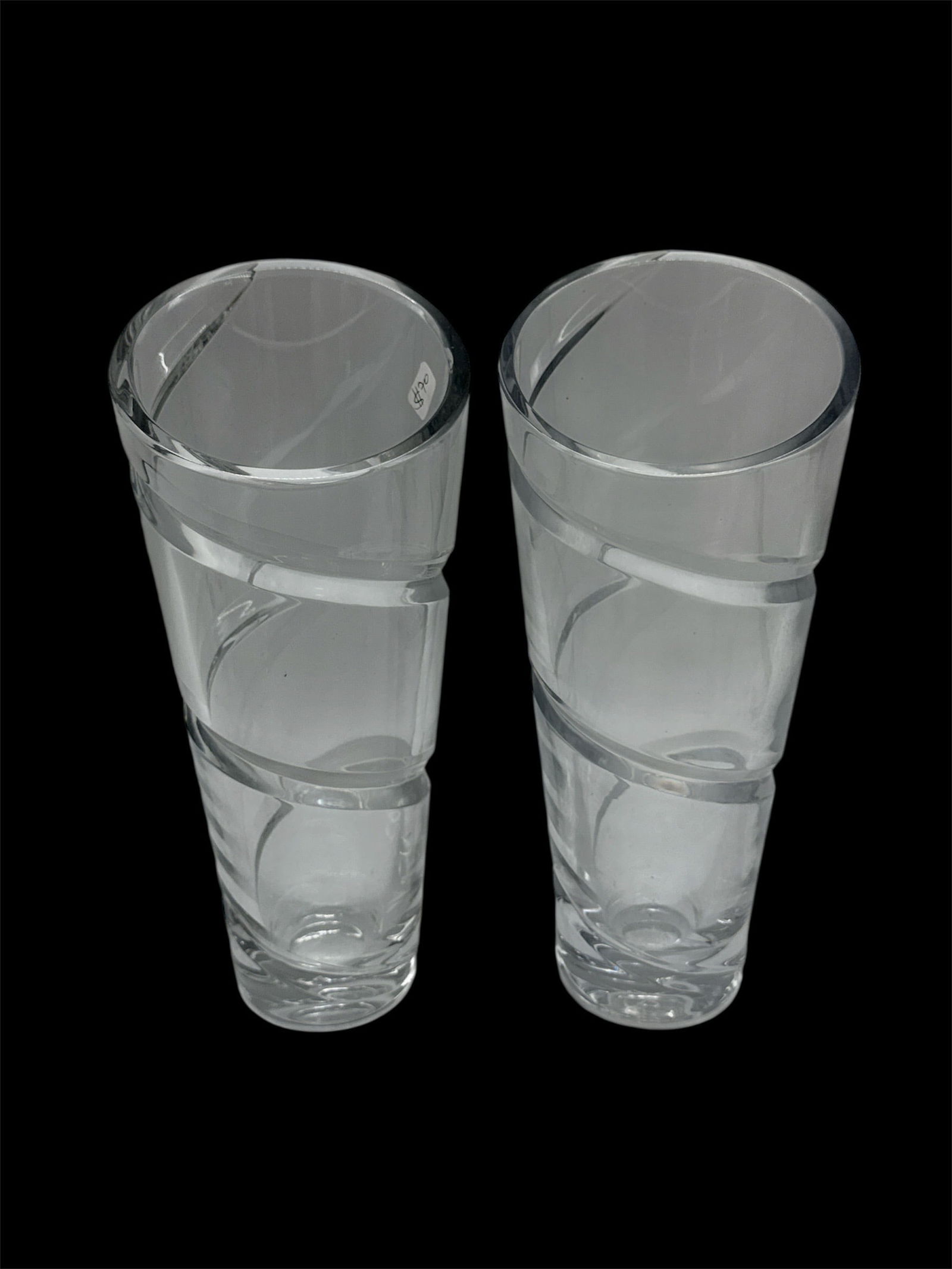 Pair of Modern Clear Art Glass Vases (1 of 2)
