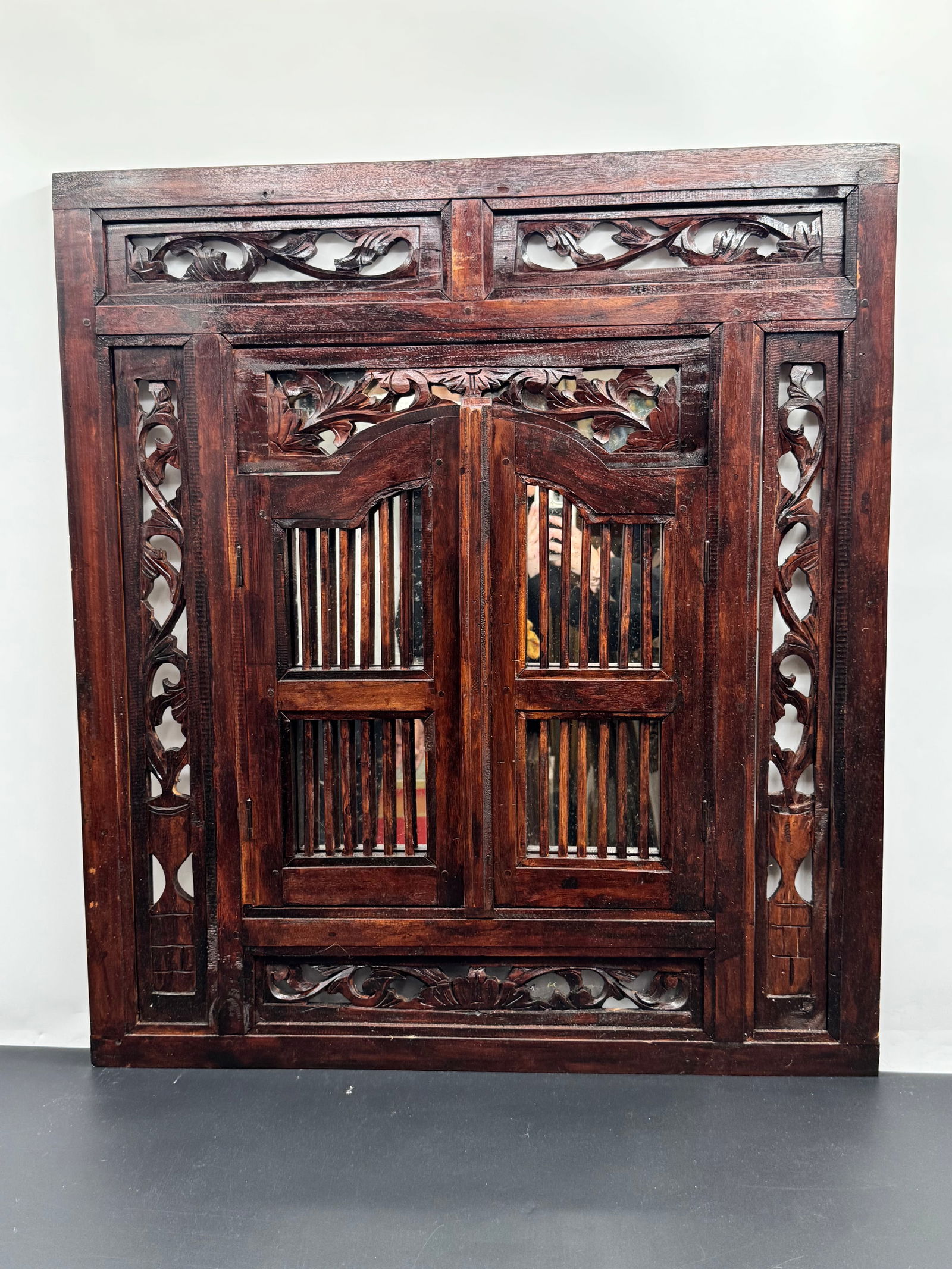 Carved Wood Window Panel Mirror (1 of 5)