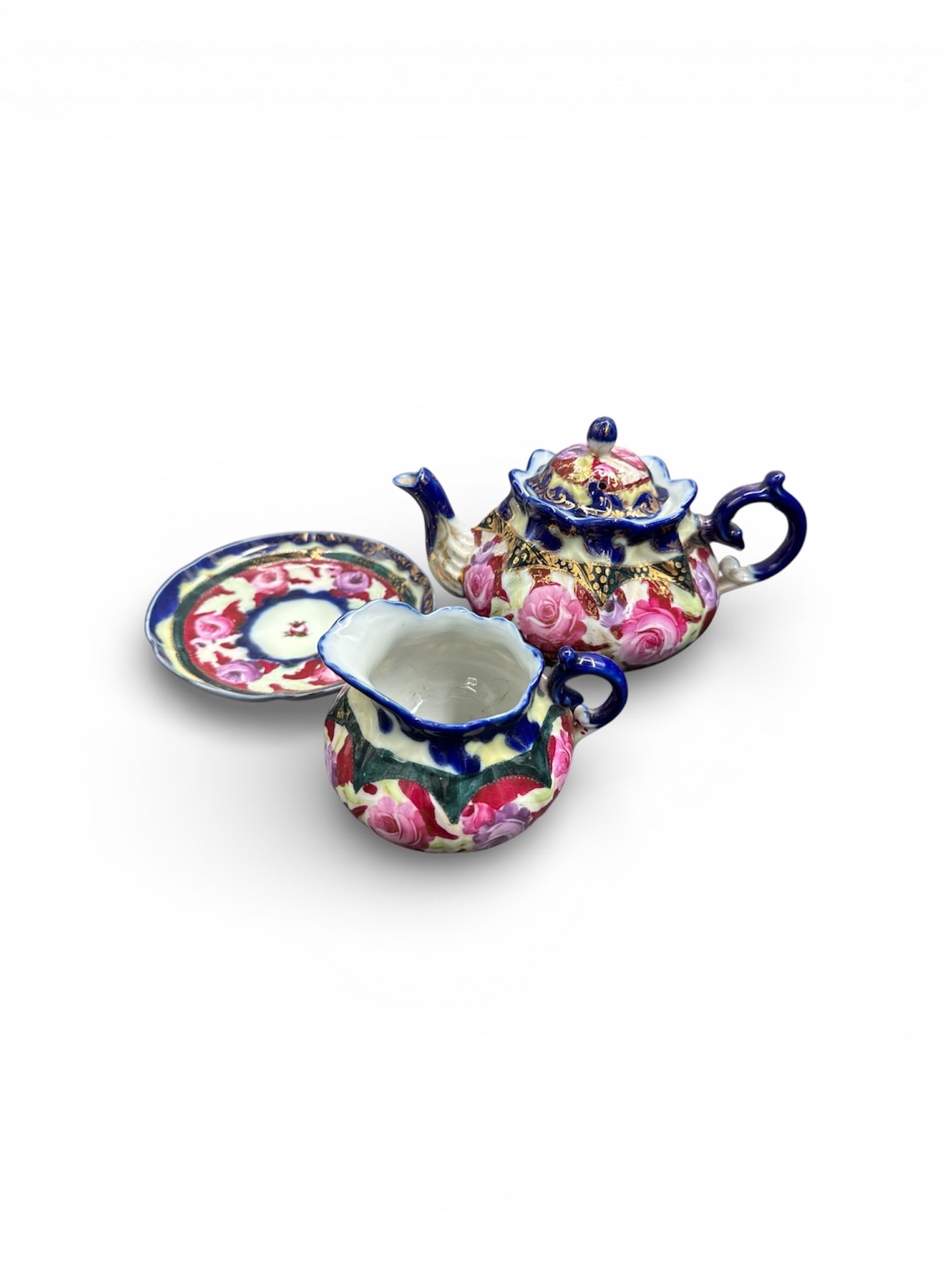 Vintage Hand-Painted Porcelain Tea Set with Teapot Cup and Plat (1 of 3)