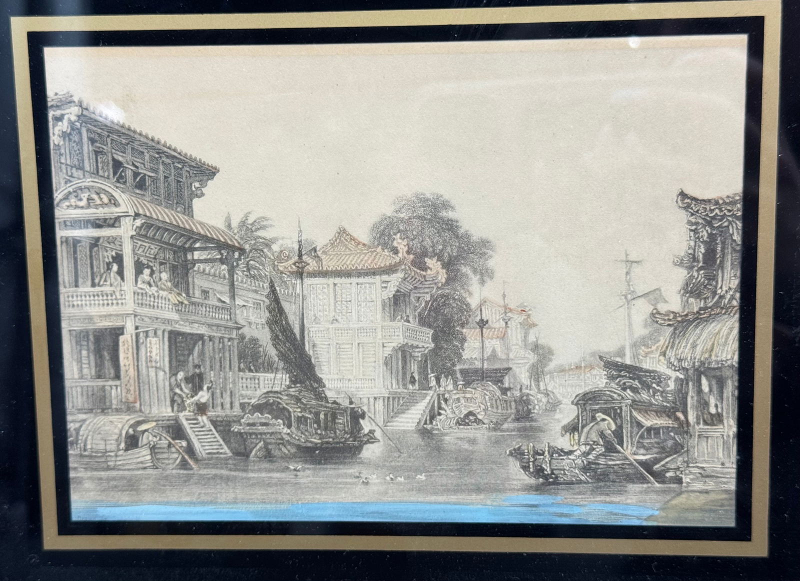 Framed Architectural Landscape Etching - 2