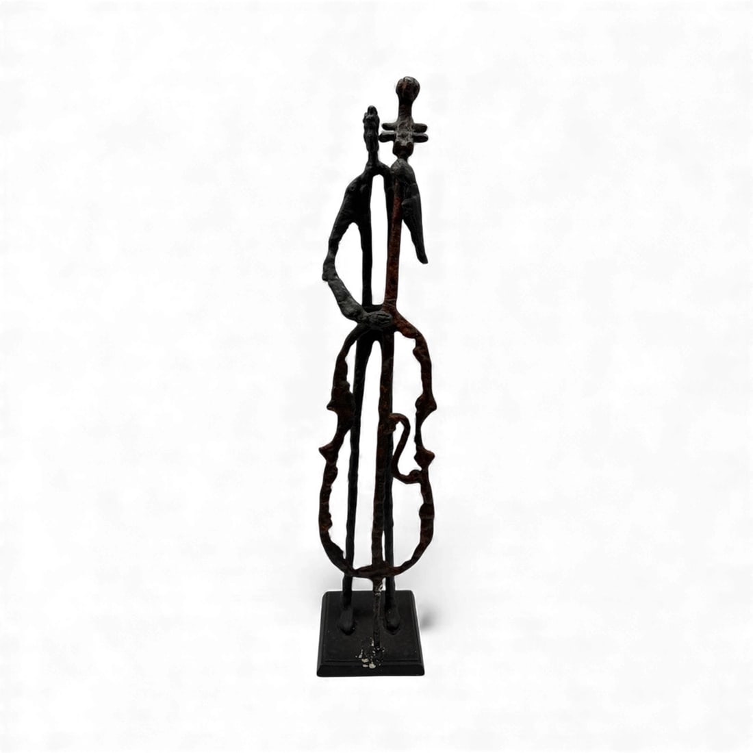 Etruscan Bronze Double-Figure Standard, ca. 7th–6th Century B.C.: Etruscan Bronze Double-Figure Standard, ca. 7th–6th Century B.C.An exceptionally tall and rare Etruscan bronze openwork standard or ritual figure, cast in elongated linear form with two