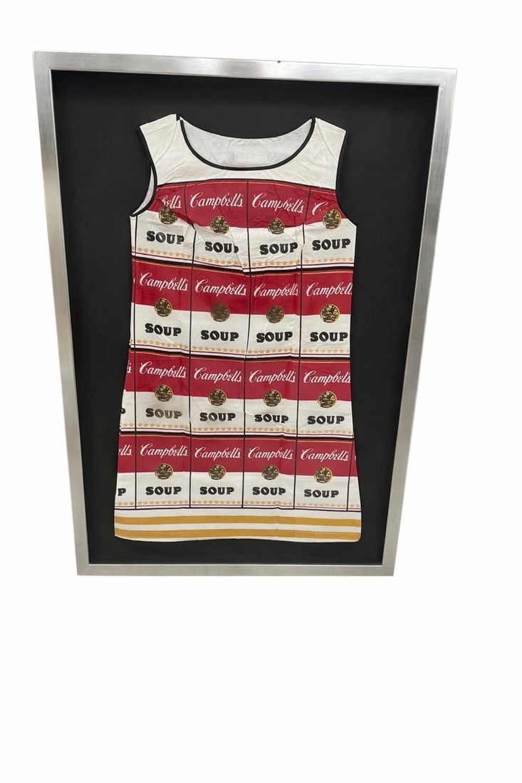 RARE Vintage 1960s Campbell's Soup "Souper Dress" (Andy Warhol Pop Art Inspired): DescriptionThis is a museum-quality, original vintage "Souper Dress", an iconic piece of 1960s pop culture, advertising, and fashion history. Produced by the Campbell Soup Company