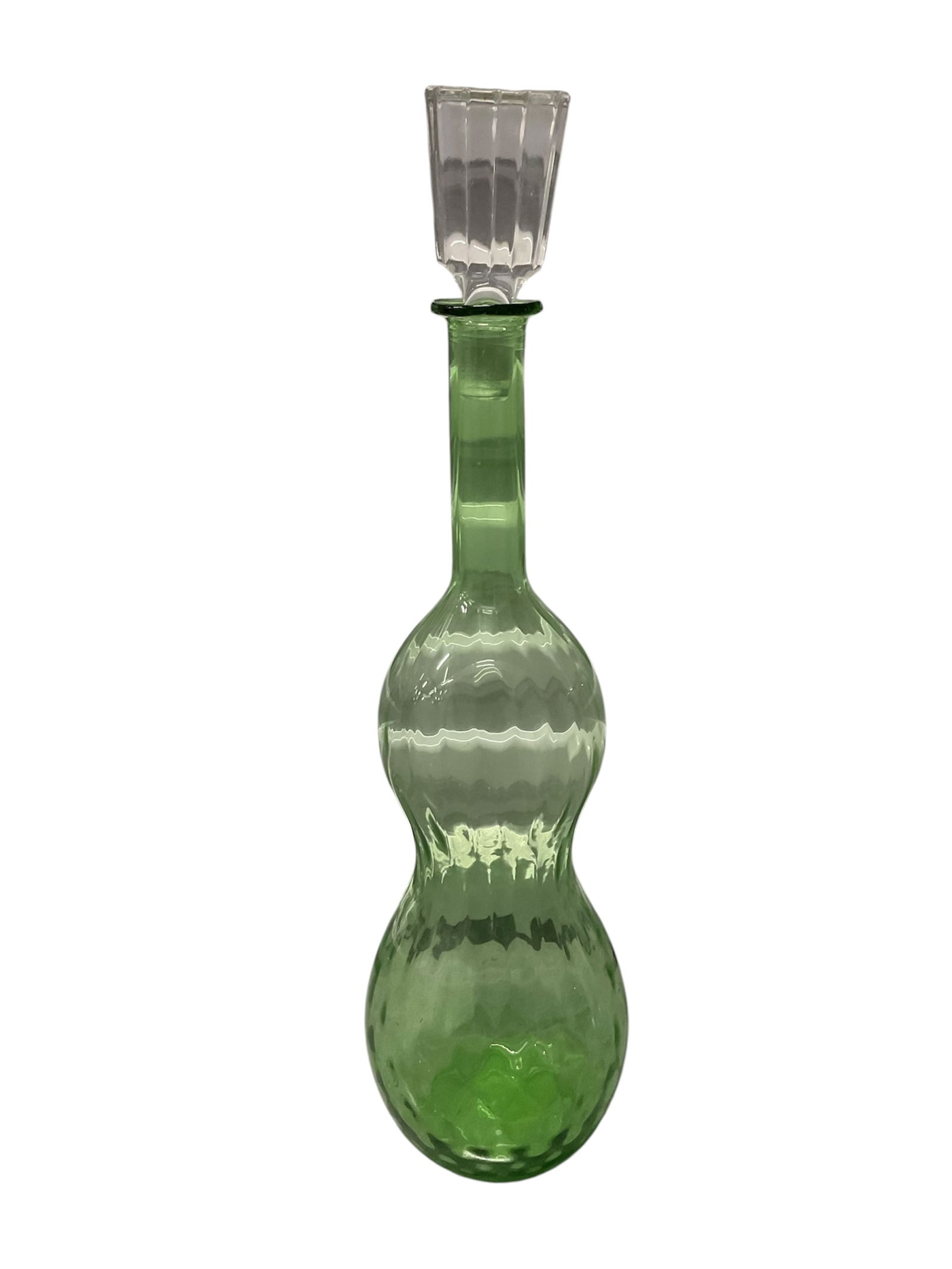 Vintage Italian Empoli Green Glass "Genie" Decanter, (1 of 3)