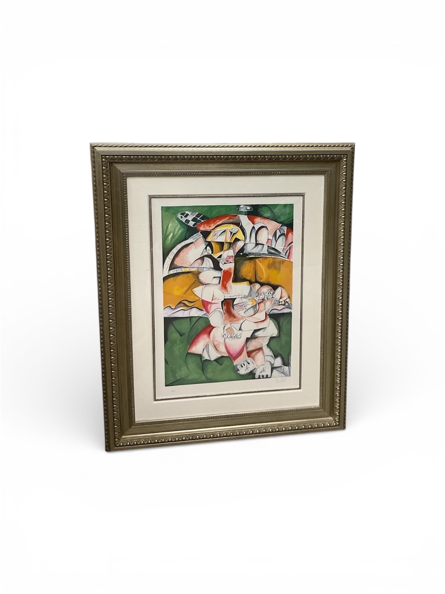 No Bridge Too Far by Alexandra Nechita, 1998: Limited edition color print titled No Bridge Too Far by Alexandra Nechita, dated 1998, numbered 3 from an edition of 2500. This dynamic composition reflects Nechita’s signature Cubist-inspired