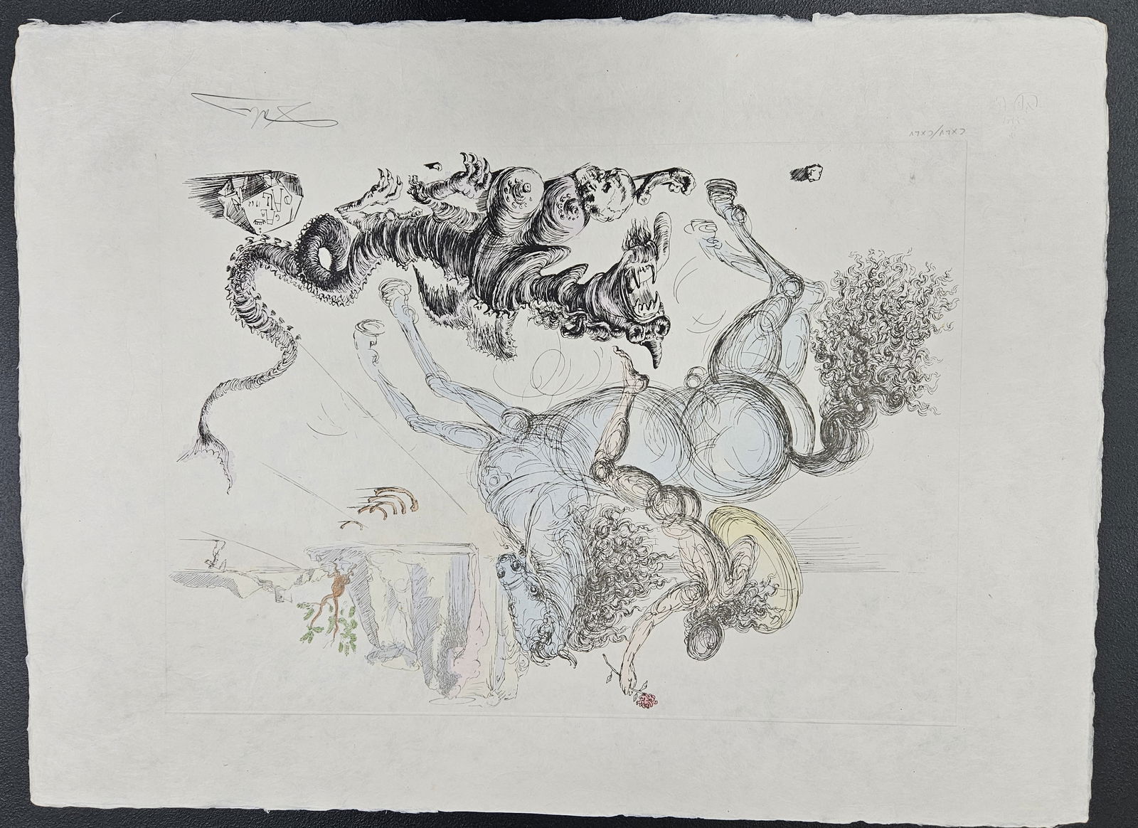 "Saint Georges et le Dragon (Saint George & Dragon)" by Salvador Dalí (Spain, 1904-1989) Hand Water: Artist: Salvador Dalí Title: Saint Georges et le Dragon (Saint George & Dragon) Year: 1975 Dimensions: 22 x 15 in. Medium: Hand Water Coloring, Lithograph, M