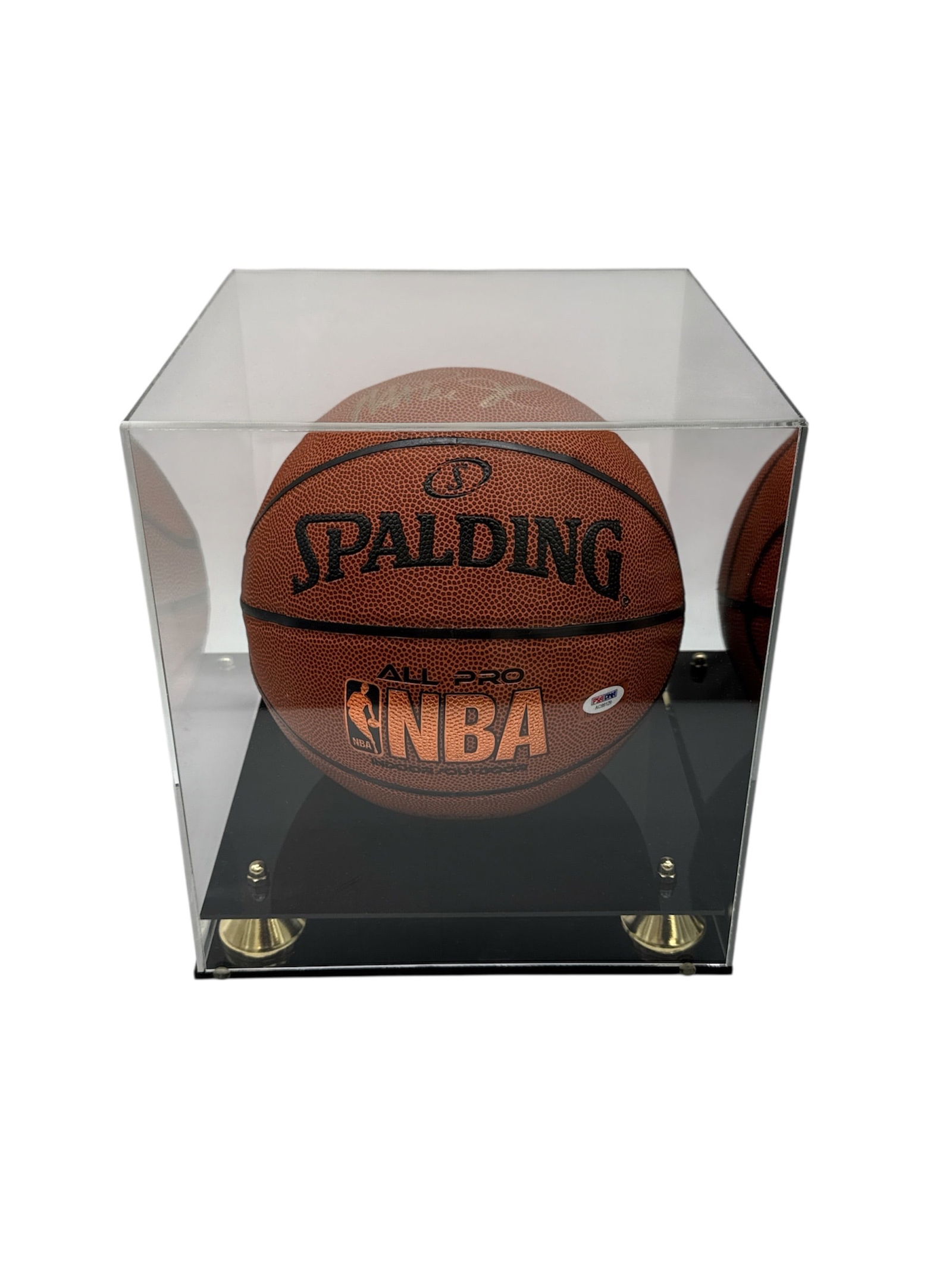 Magic Johnson Autographed Spalding NBA Basketball in Display Case: This lot features an authentic Spalding NBA full-size basketball hand signed by Magic Johnson, one of the greatest players in NBA history and a Los Angeles Lakers legend. The bold autograph is clearly