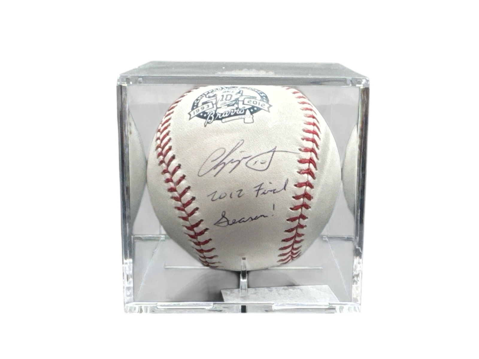 Chipper Jones Signed Official Major League Baseball with 2012 Final Season Inscription: This Rawlings Official Major League Baseball has been hand signed by Atlanta Braves icon Chipper Jones and includes a 2012 Final Season inscription, marking the final year of his Hall of Fame career.