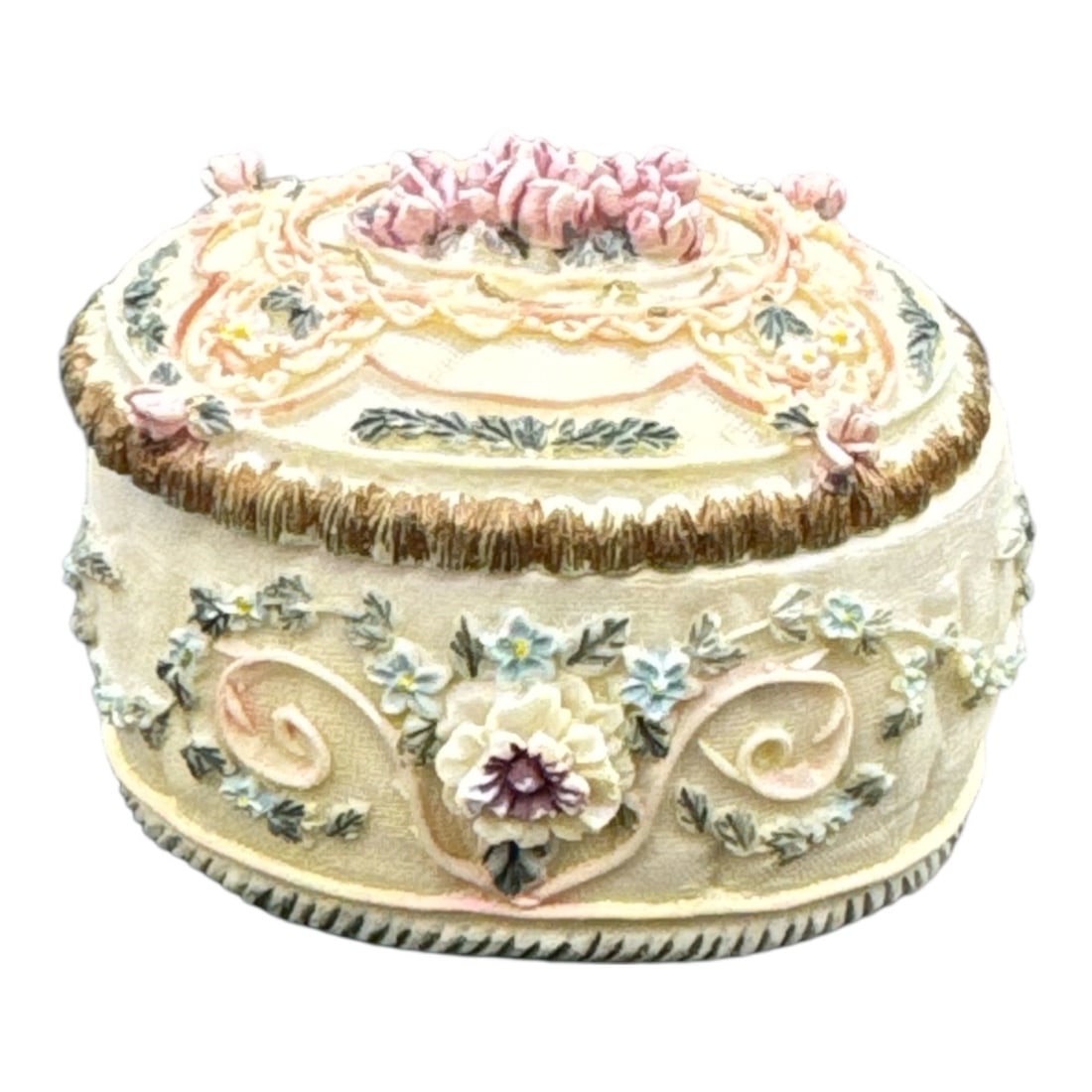 Decorative Porcelain Floral Keepsake Box with Inscribed Interior (1 of 3)