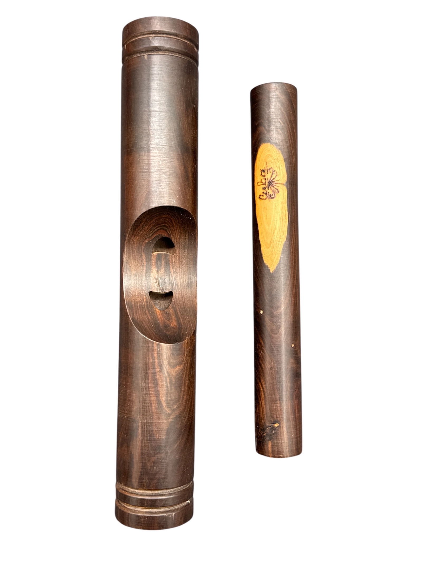 Cuba Themed Turned Wood Cylindrical Box with Inlay (1 of 3)