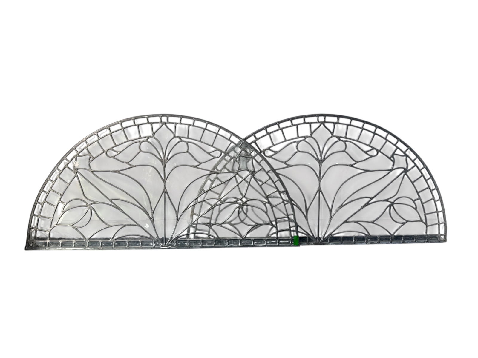 Pair of Art Nouveau Style Leaded Beveled Glass Fanlight Transoms (1 of 5)