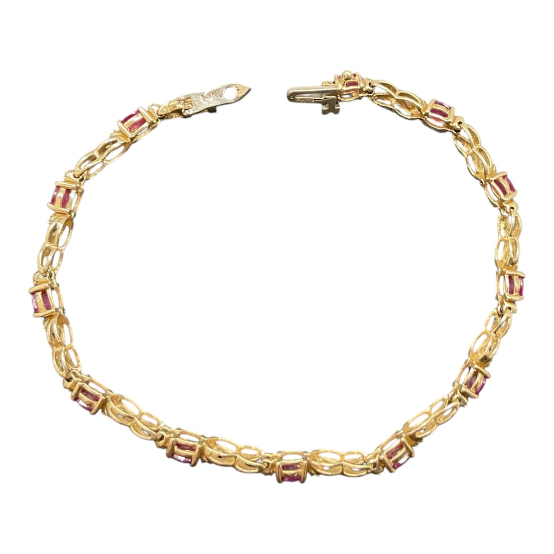 14K Gold Ruby Link Bracelet - 5