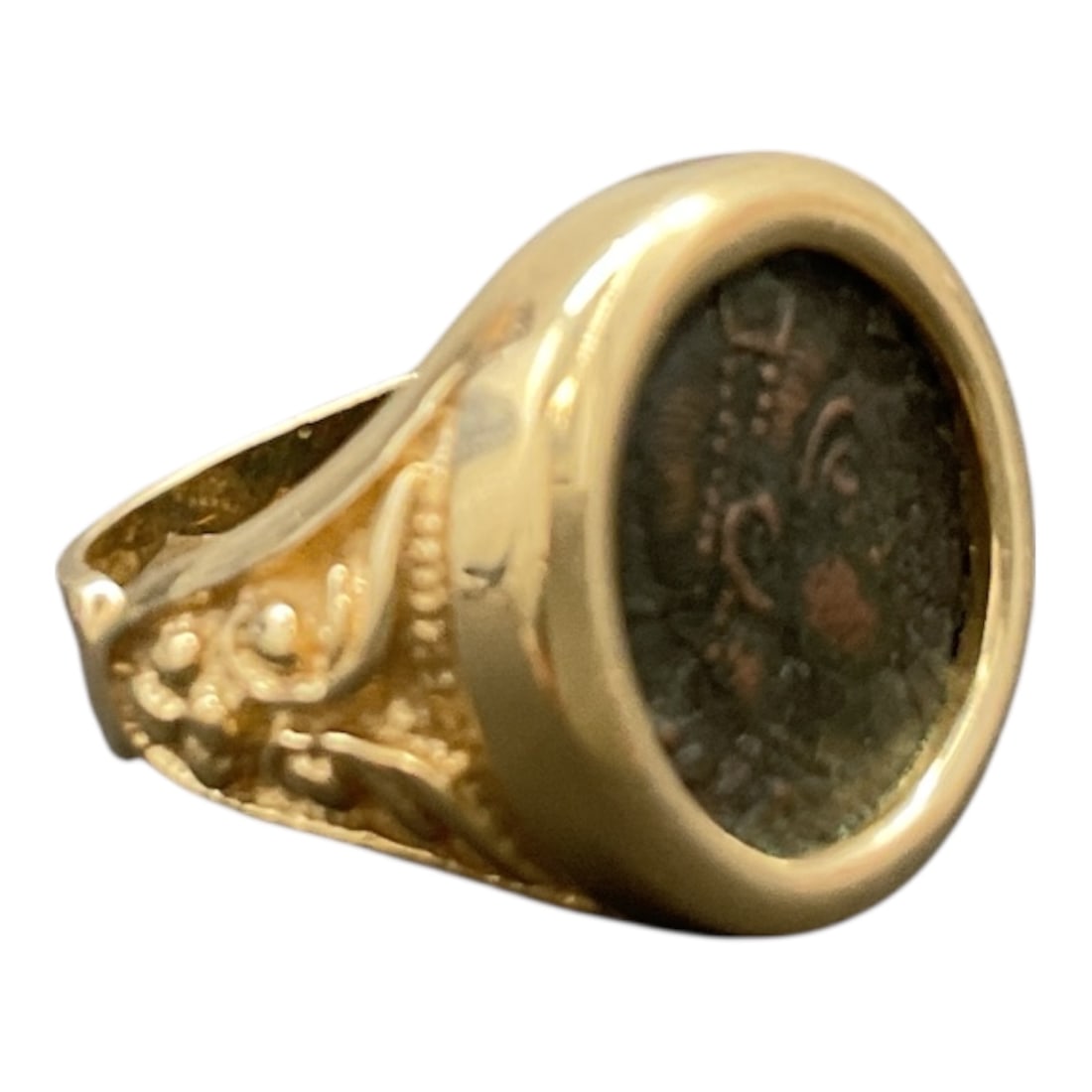 14K Yellow Gold Ring with Ancient Style Coin (1 of 7)