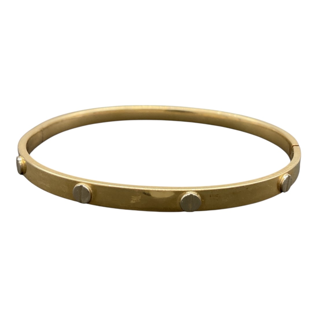 Cartier Style 14K Yellow Gold Screw Motif Bangle Bracelet (1 of 5)