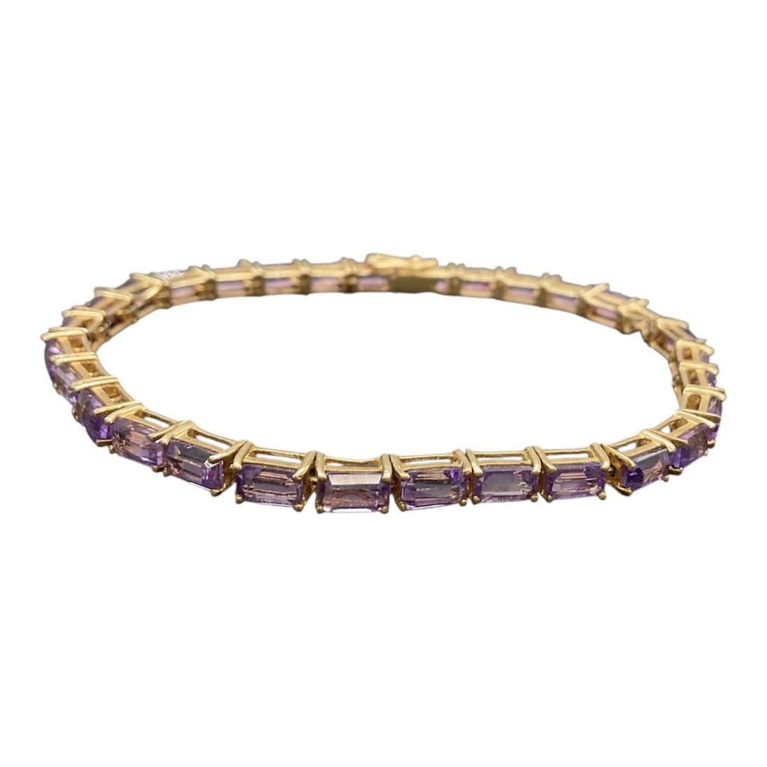 14K Yellow Gold Amethyst Line Bracelet Missing One Stone (1 of 5)