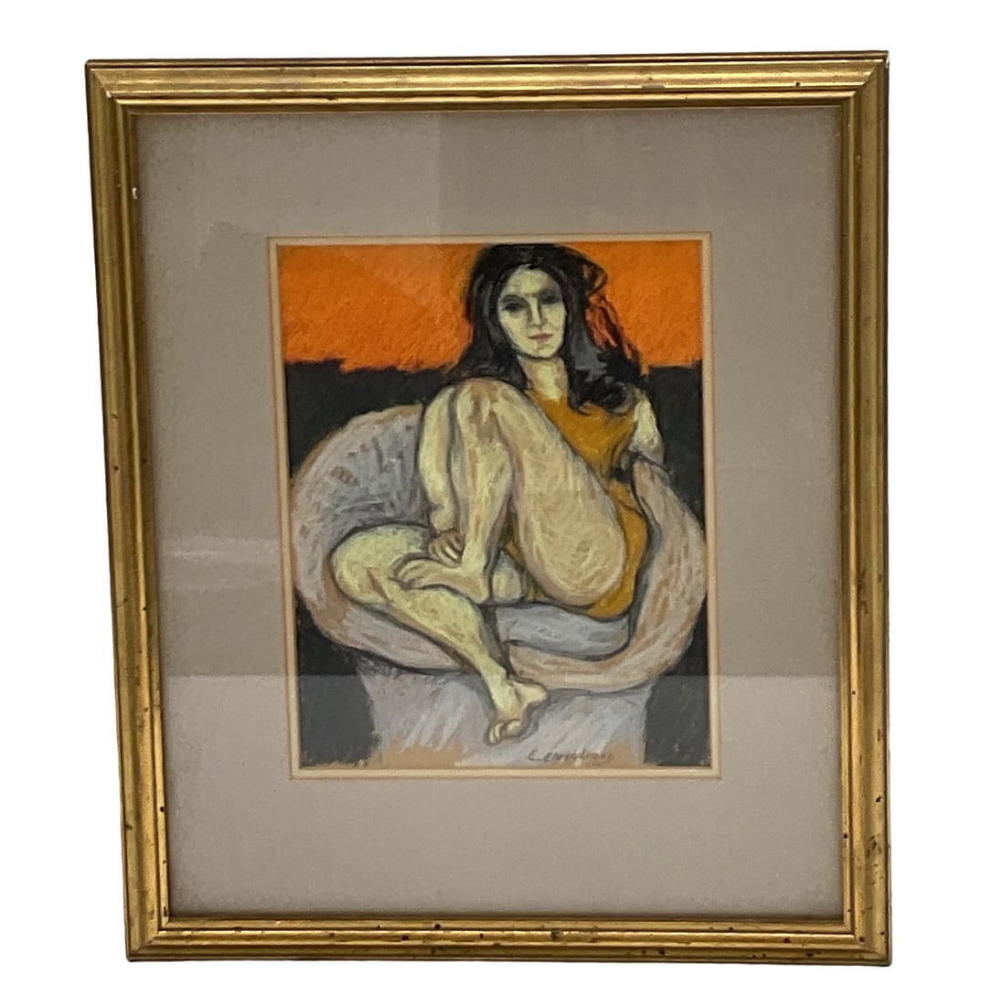 E. Ehrentrons, Seated Woman, Pastel on Paper: Pastel on paper depicting a seated woman. Signed 'E. Ehrentrons' lower right. Framed and glazed.H:20in L:17in