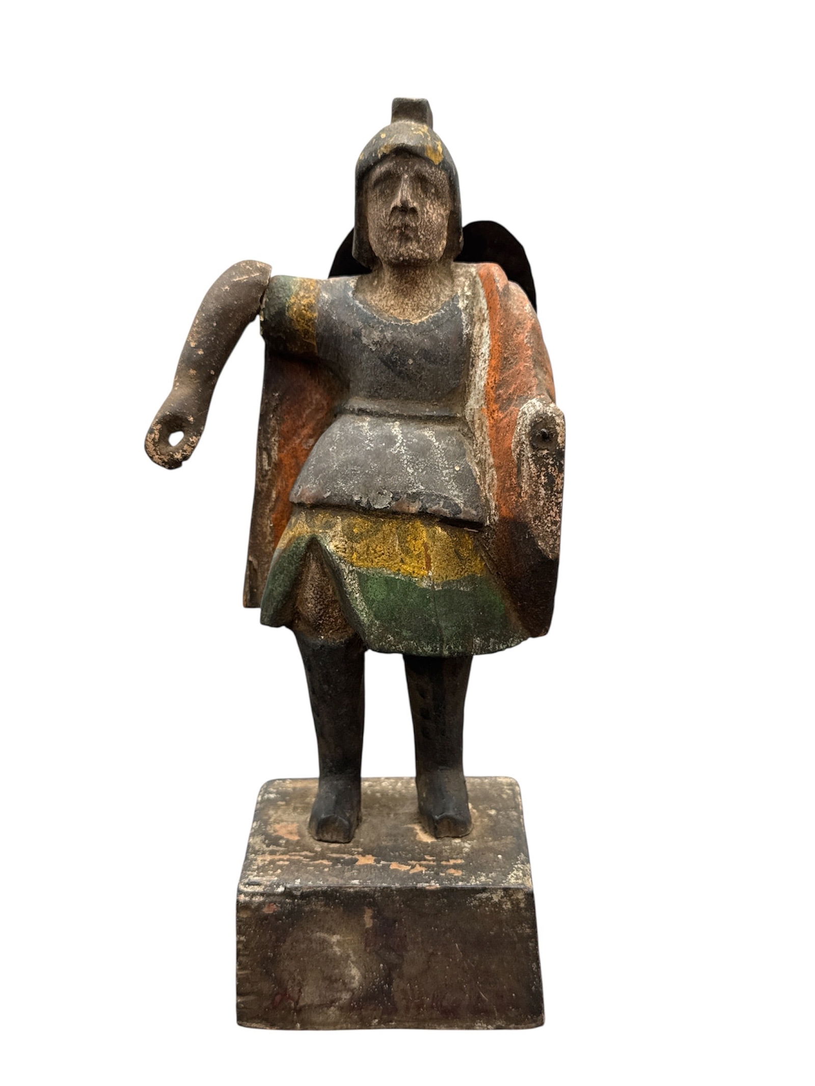Antique Spanish Colonial Polychrome Wood Santo Figure: San Miguel Arcángel (1 of 3)
