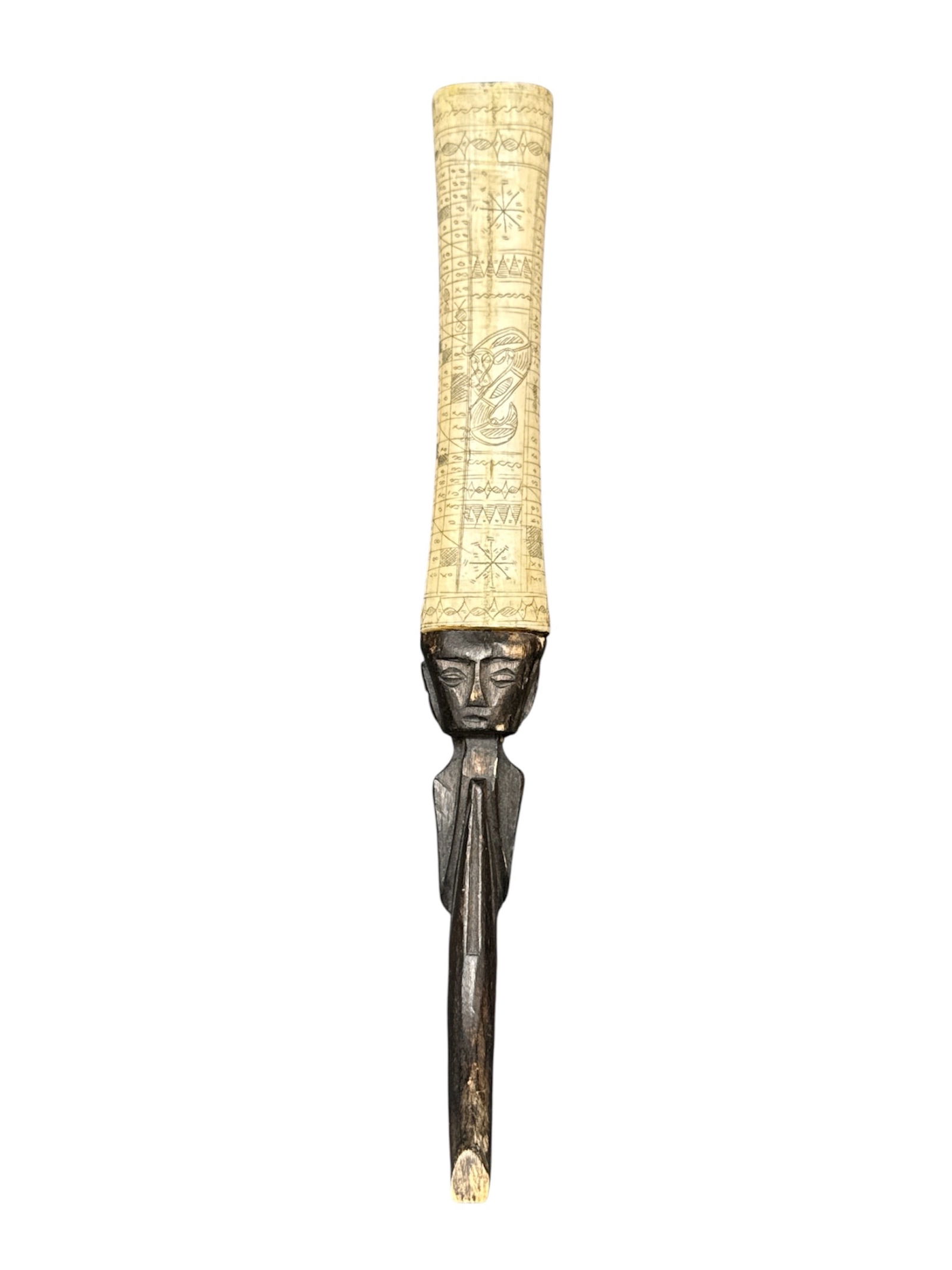 Carved Figural Letter Opener with Tribal Style Handle (1 of 3)