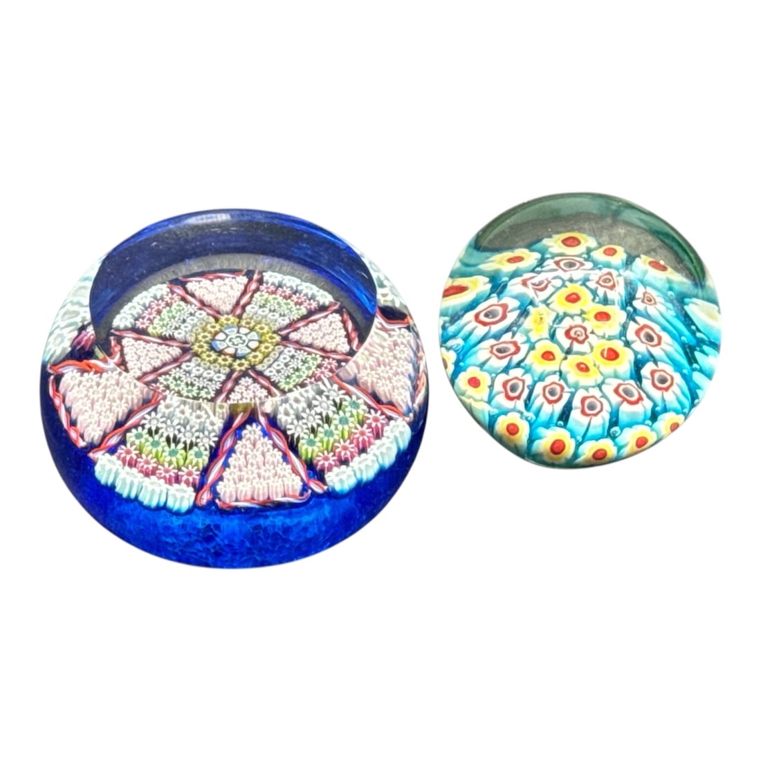 Pair of Millefiori Art Glass Paperweights (1 of 6)