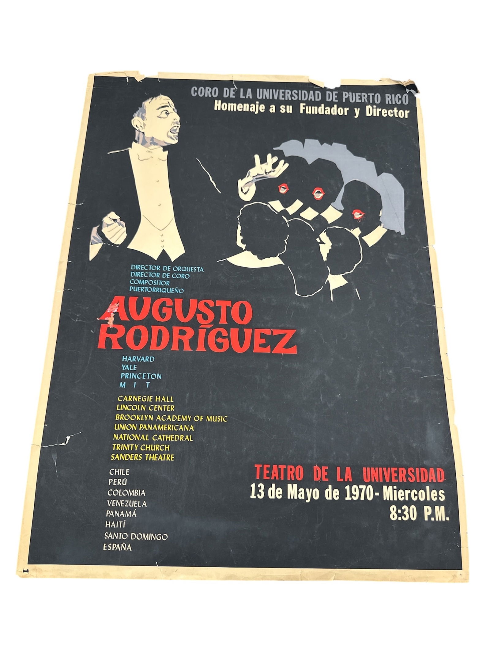 Title: Vintage 1970 Augusto Rodríguez UPR Chorus Tribute Poster – Puerto Rican Graphic Arts (1 of 2)