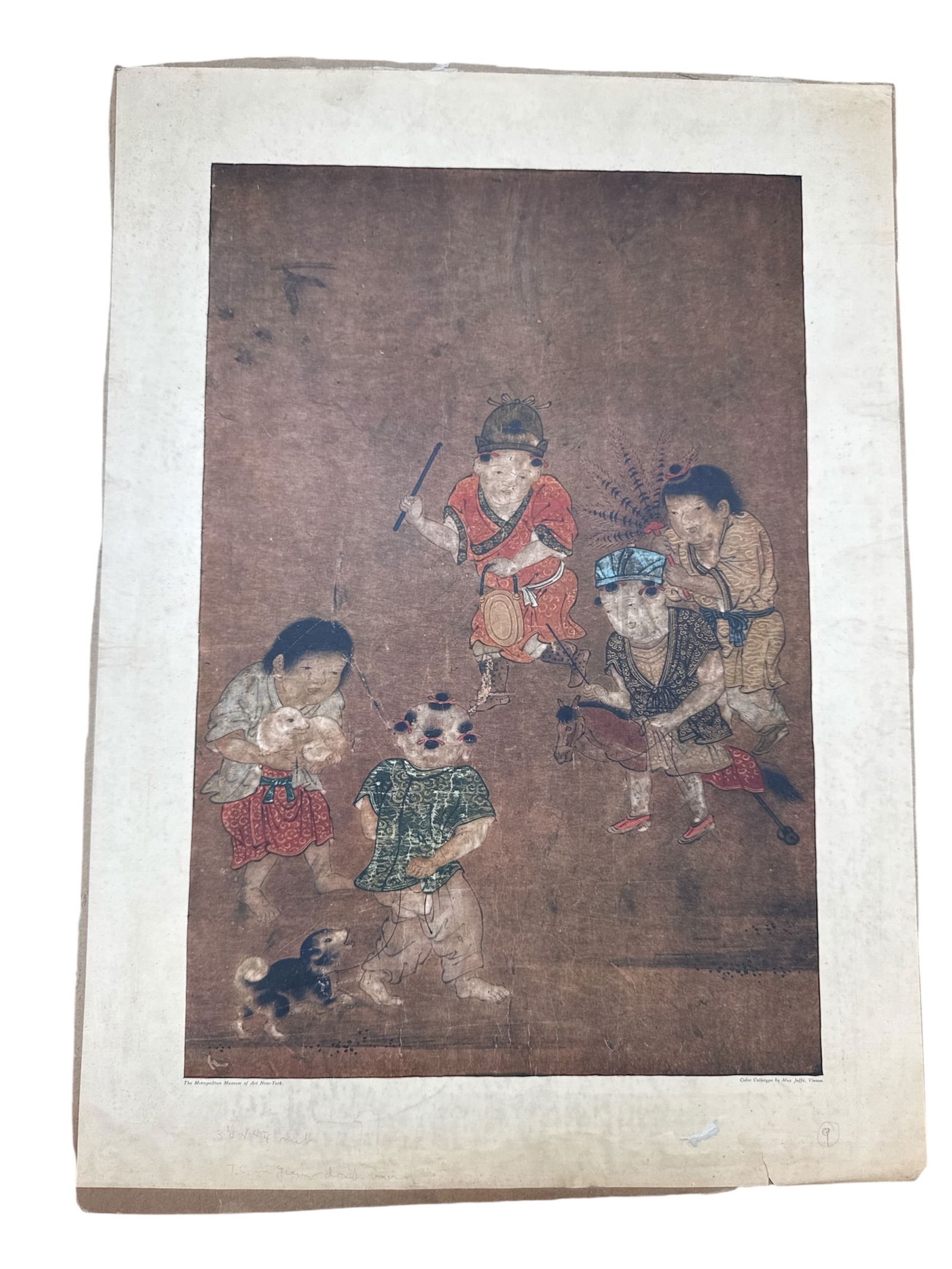 Vintage Max Jaffé Color Collotype: Chinese Ming Dynasty Style "Children at Play" - Metropolitan: TitleVintage Max Jaffé Color Collotype: Chinese Ming Dynasty Style "