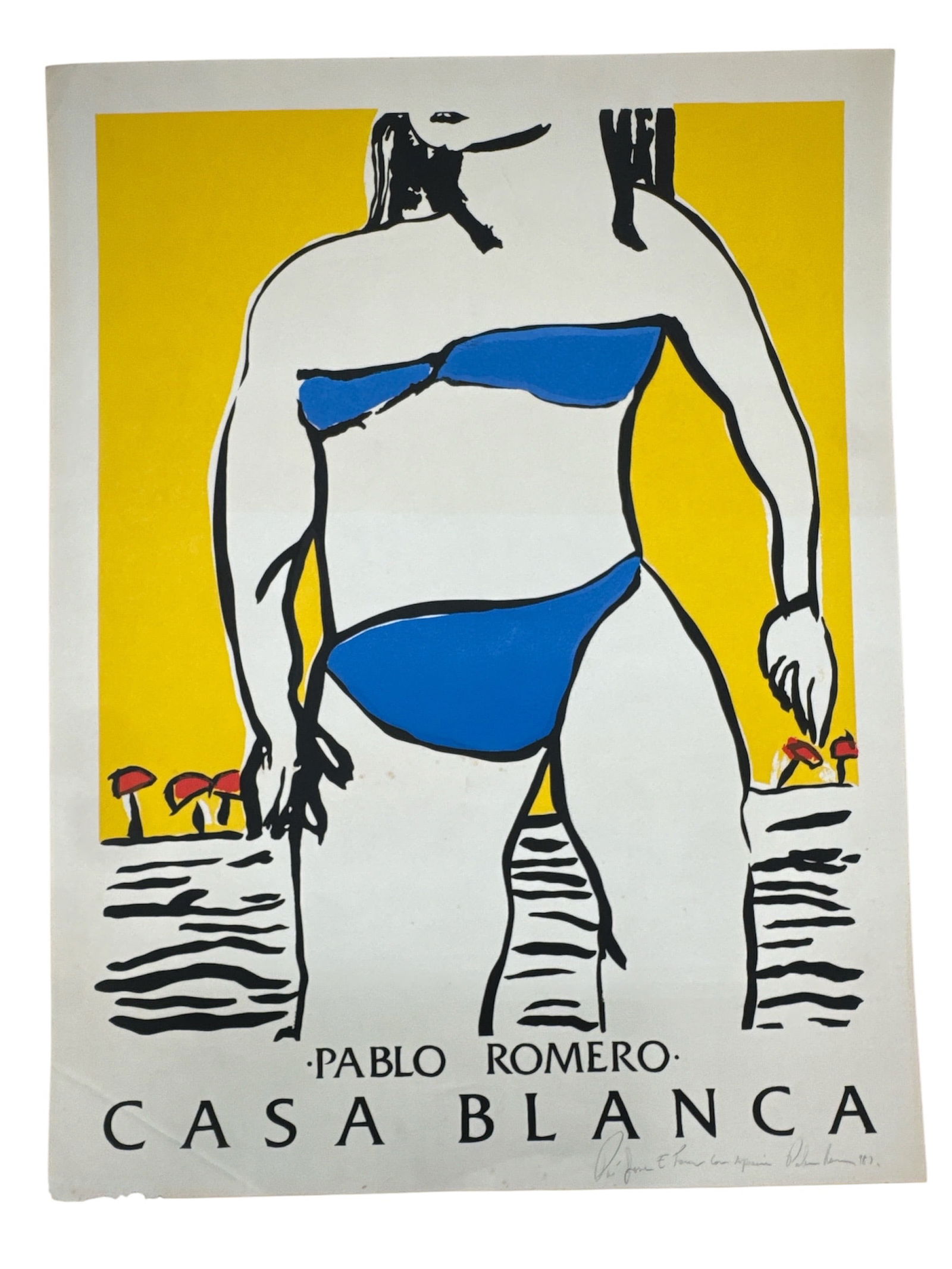 Pablo Romero (Spanish, b. 1955) – "Casa Blanca" Exhibition Poster, 1983: DescriptionThis vibrant original exhibition poster features the bold, graphic style of