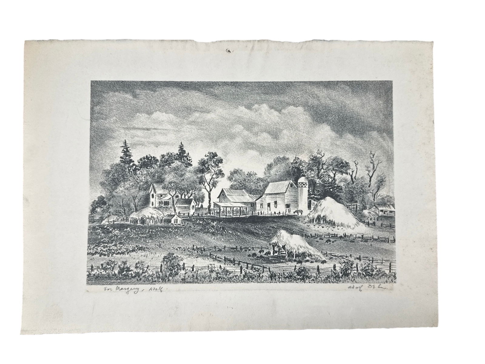 "Minnesota Farm Yard" by Adolf Den (American, 1895-1968) Etching (1 of 5)