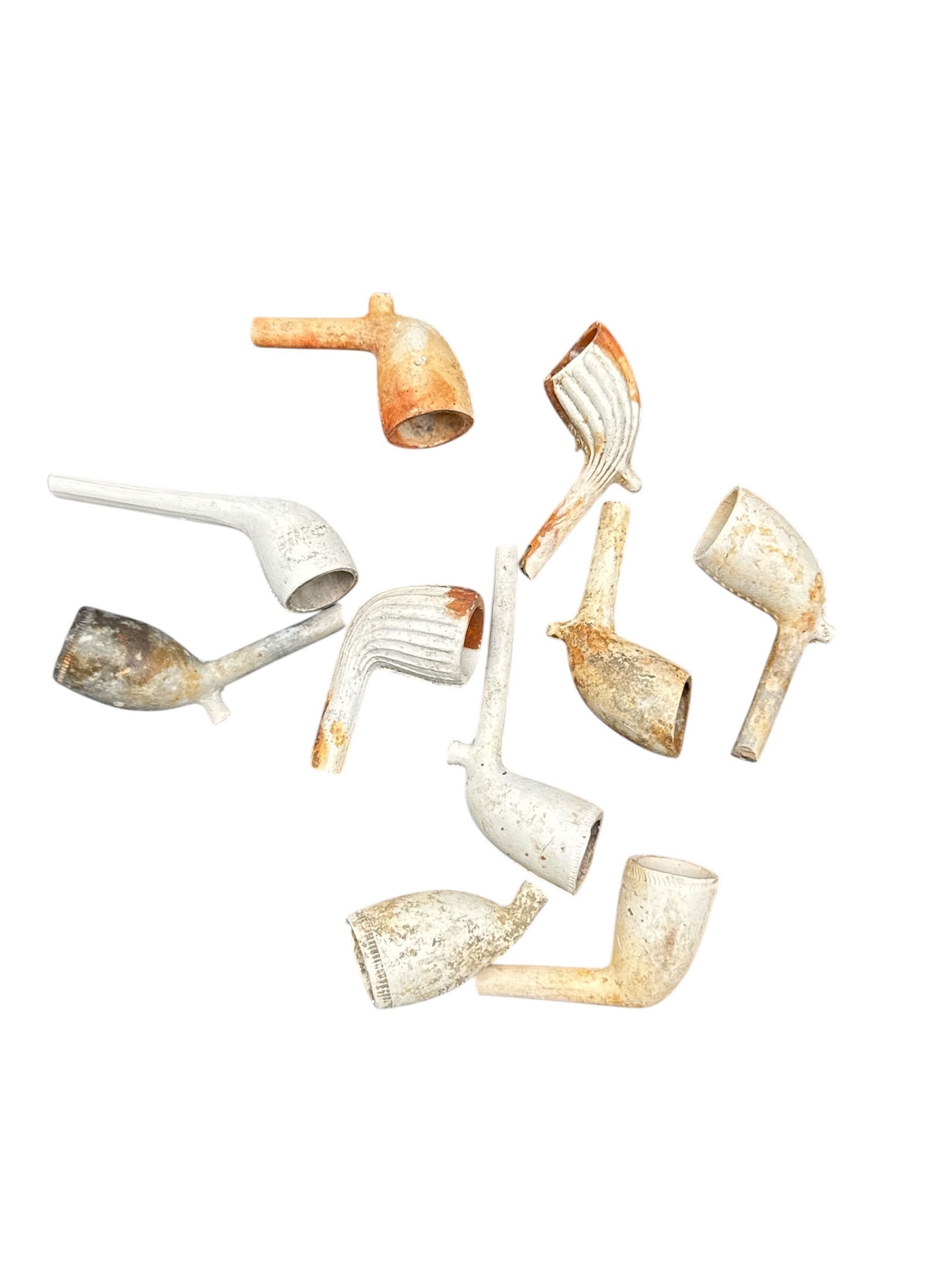 Collection of (10) Antique Kaolin Clay Tobacco Pipe , 18th/19th Century: Collection of (10) Antique Kaolin Clay Tobacco Pipe , 18th/19th CenturyOne Dimensions: approx between 2-3in 