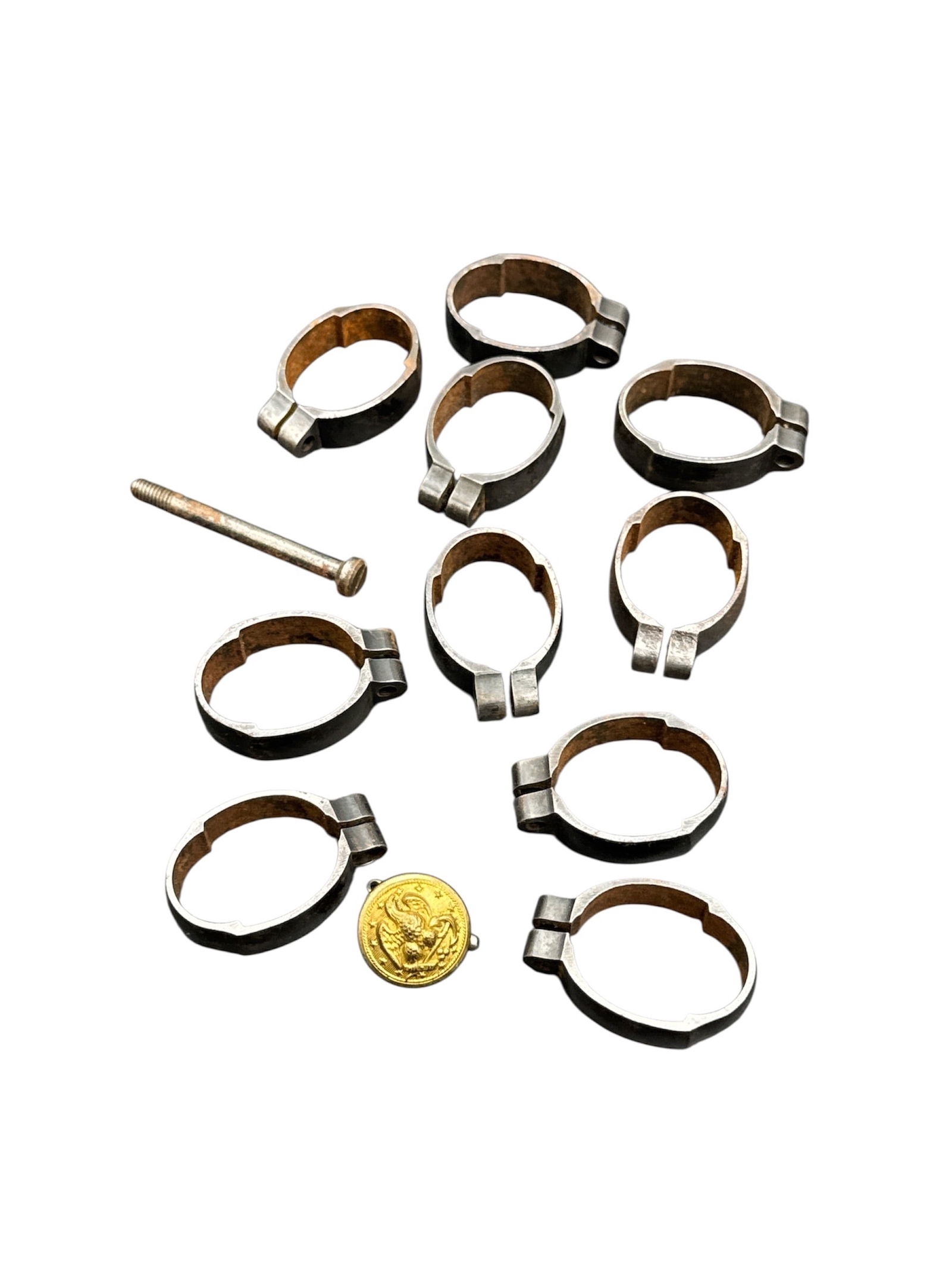 Vintage Small Hose Clamps & Pin: Vintage Small Hose Clamps & Pin 