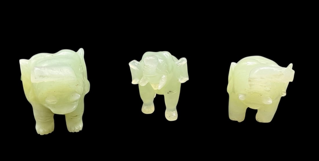 Set of Three Carved Jade Elephant Figurines (1 of 4)