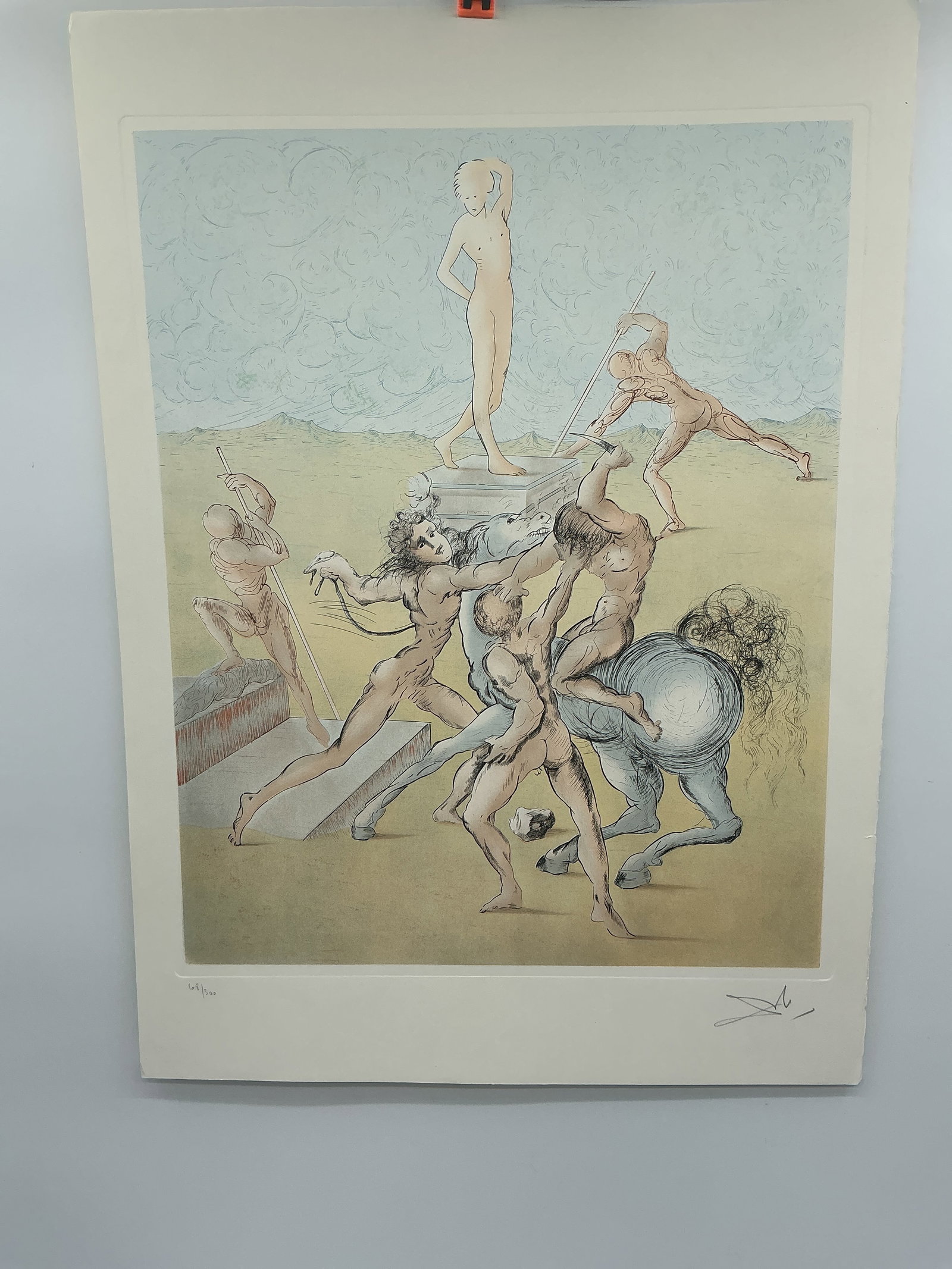 Les envahisseurs (The Invaders) after Salvador Dalí: Description: This is a reproduction lithograph after the original oil painting. Facsimile signedMedium: LithographDimensions H:30in x L:21.5in