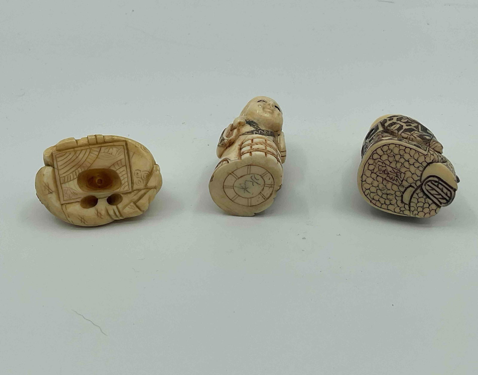 Three Japanese Style Netsuke Figurines - 6