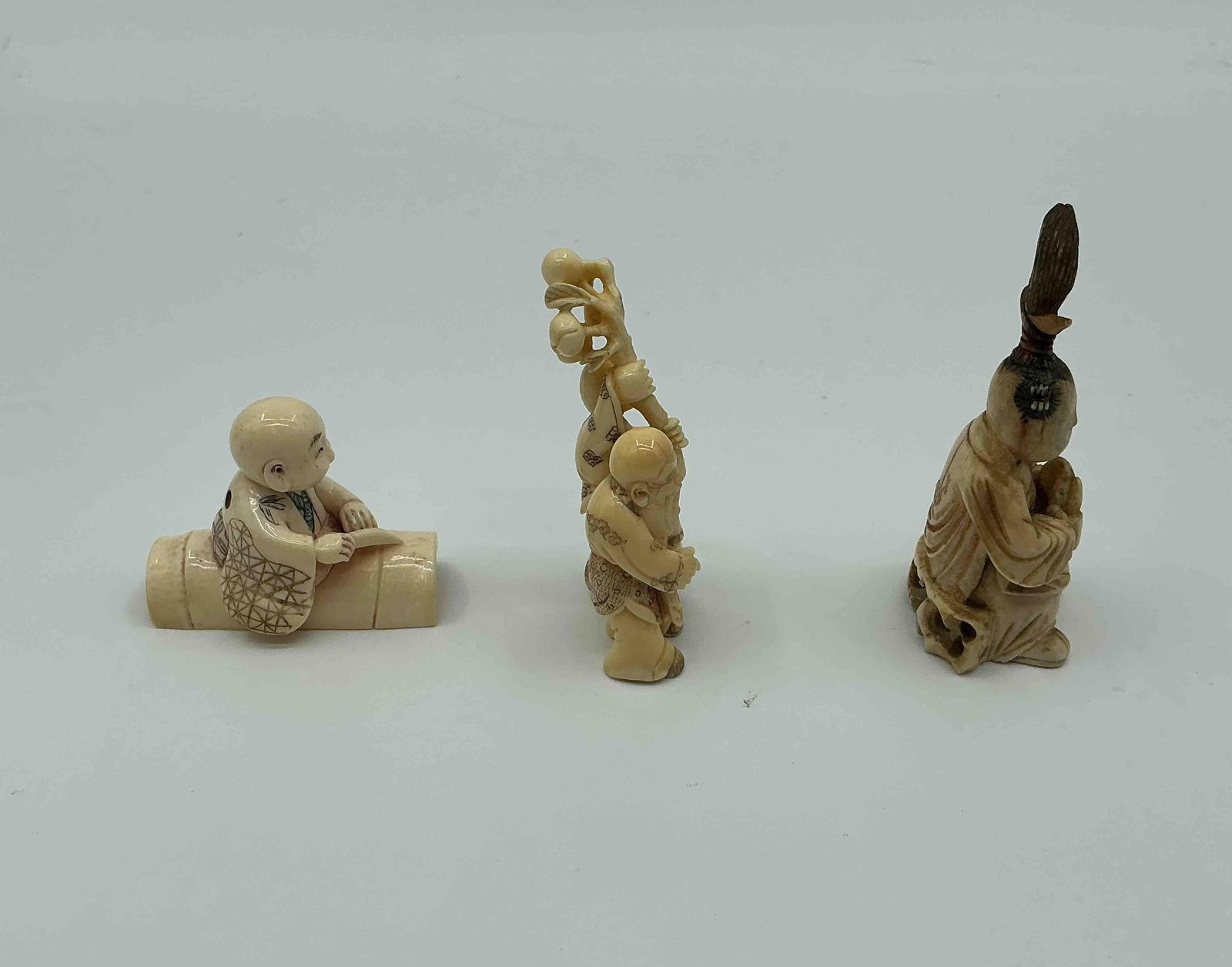 Three Japanese Style Netsuke Figurines - 4