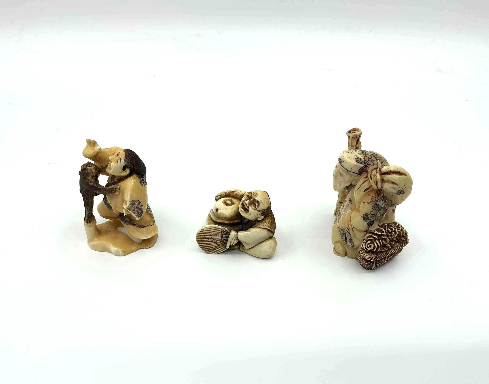 Three Japanese Style Netsuke Figurines - 2