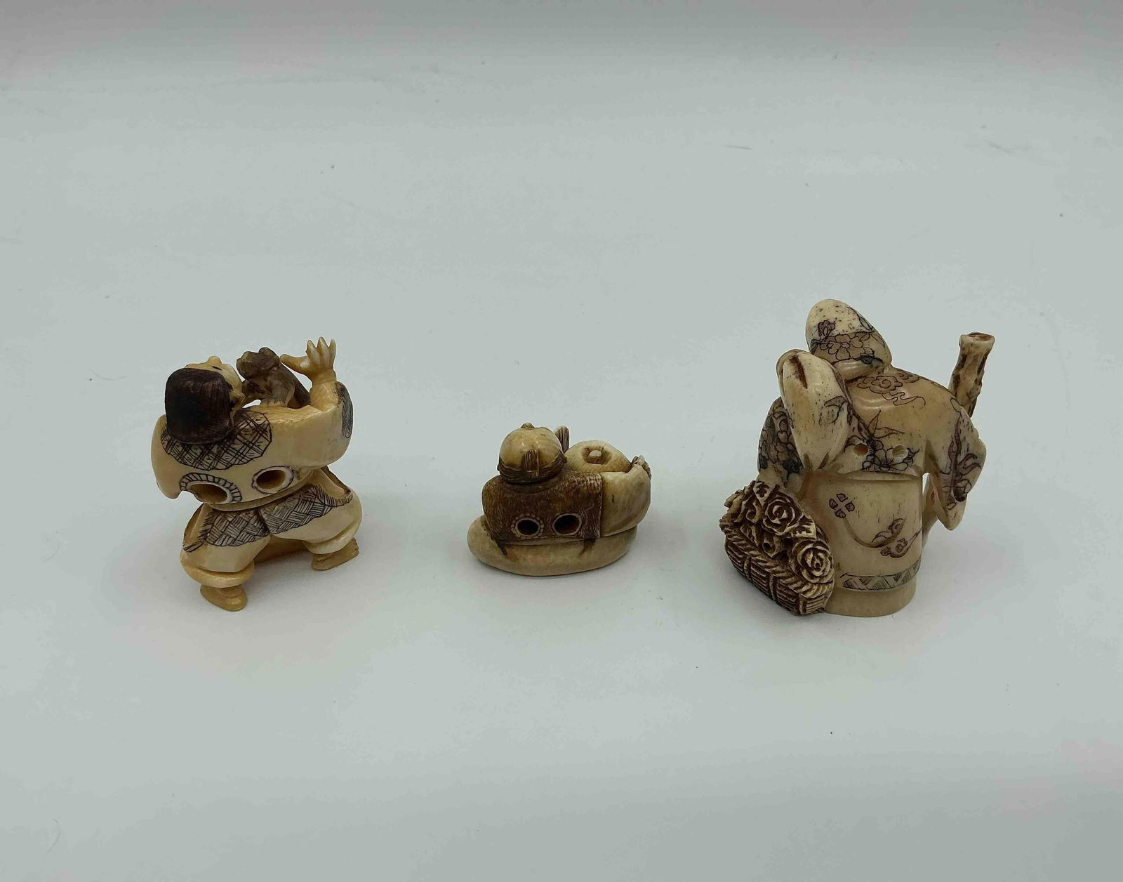 Three Japanese Style Netsuke Figurines - 3