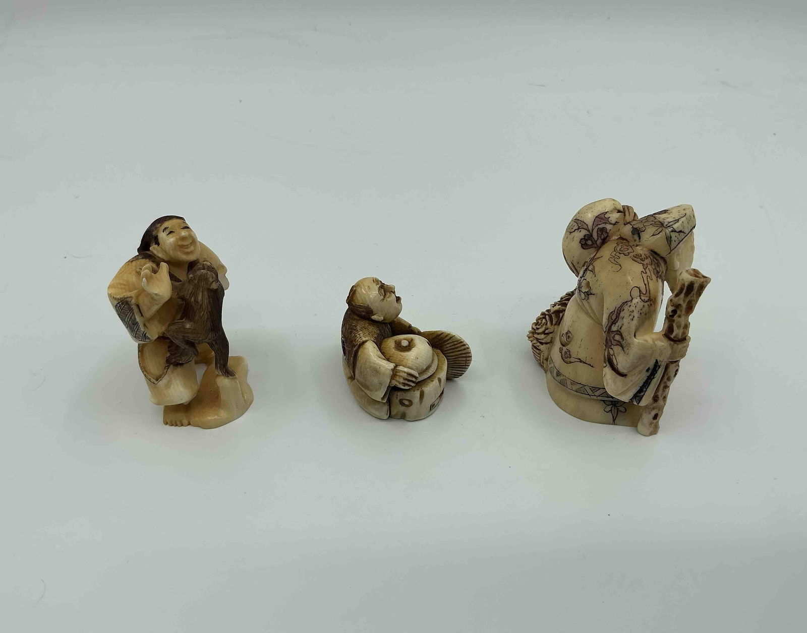 Three Japanese Style Netsuke Figurines - 4
