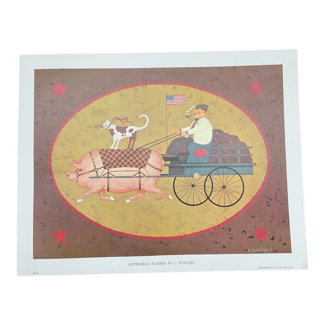 Gentleman Farmer by C. Wysocki: This charming print titled Gentleman Farmer by C. Wysocki captures the artist’s beloved Americana style, depicting a whimsical rural scene rendered with folk-art simplicity and narrative