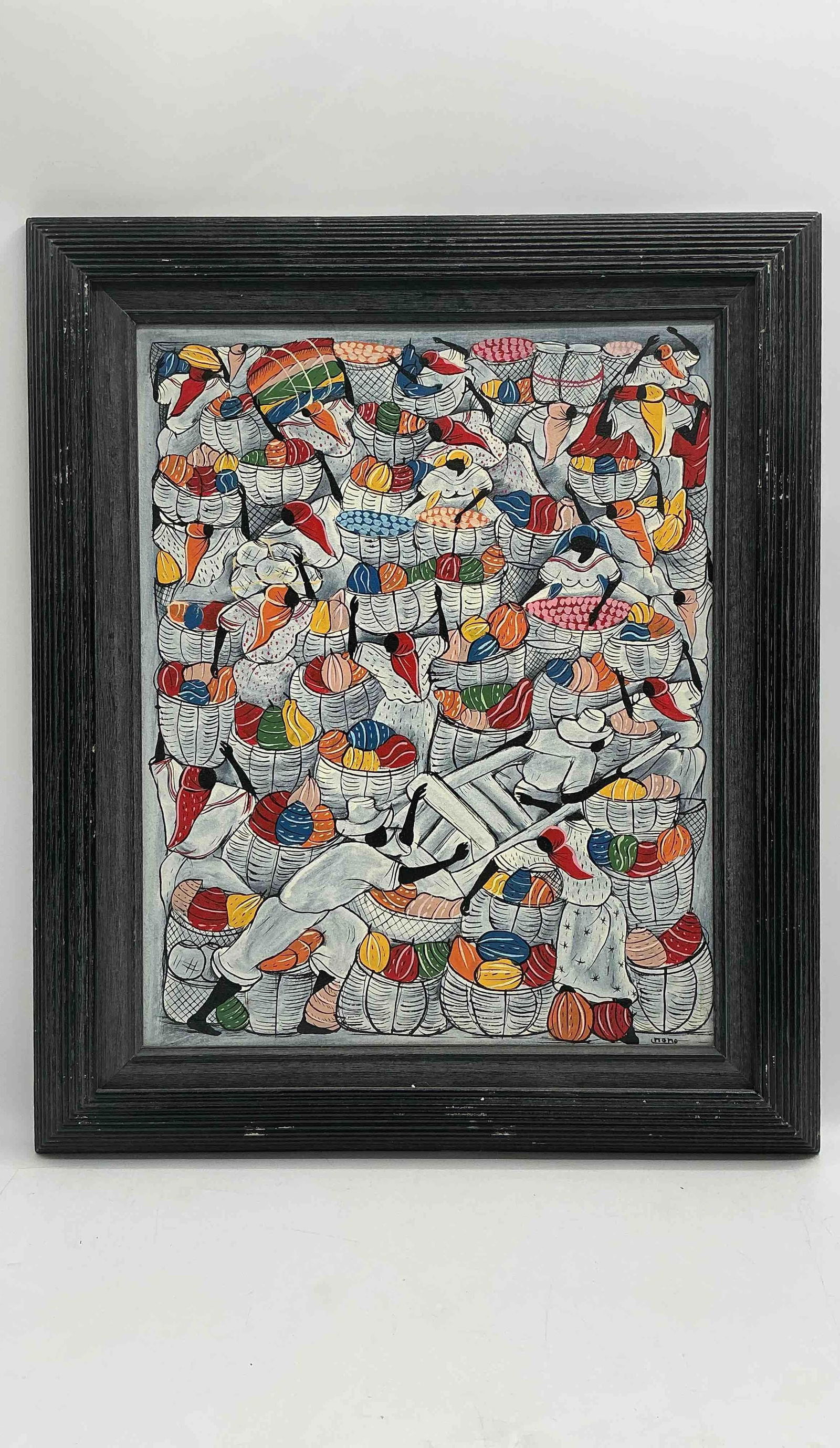 "Fruit in White Baskets" by Momo (American, b.1974) Acrylic on Canvas with Paperwork (1 of 3)