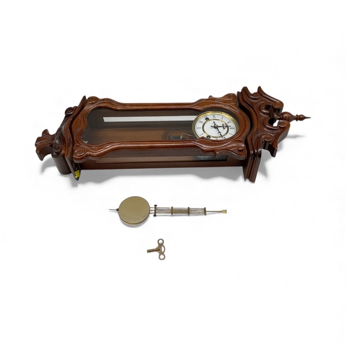 Antique Wall Clock with Key and Internal Components - 5