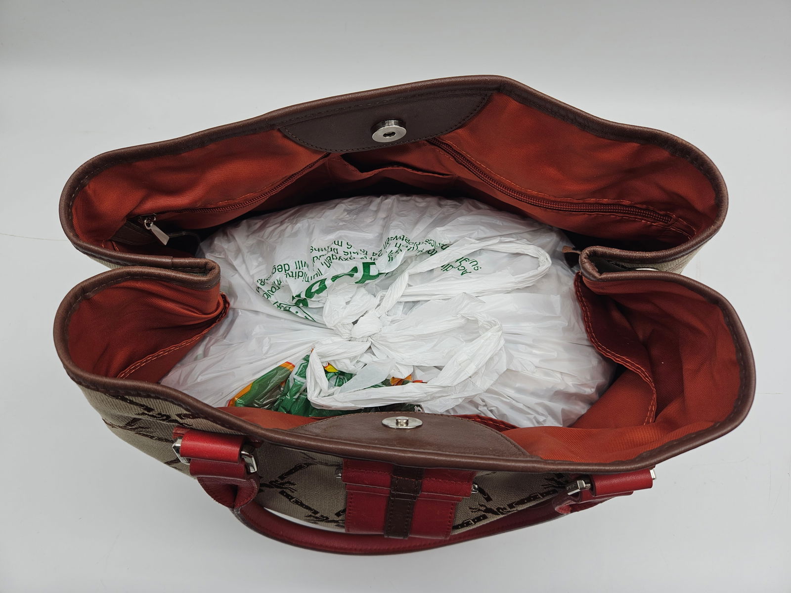 Longchamp Canvas & Leather Handbag - 7