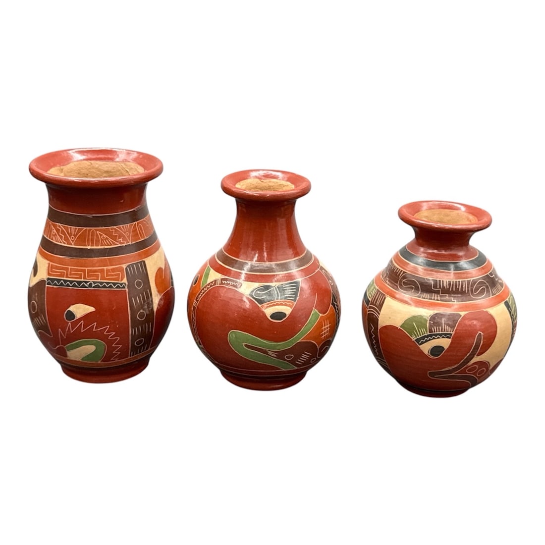 Group of Three Southwestern Style Pottery Vases (1 of 2)