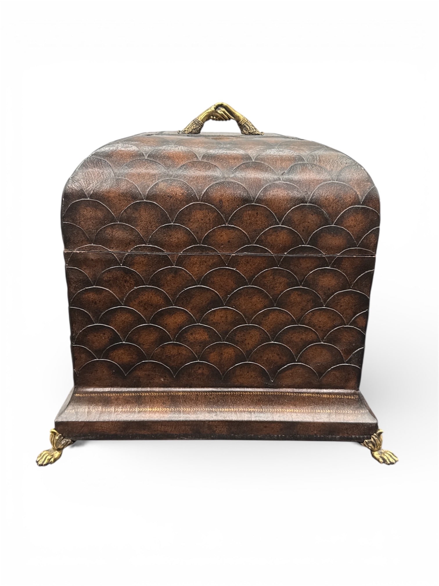 Vintage Wooden Coal Scuttle Form Storage Box with Brass Feet (1 of 4)