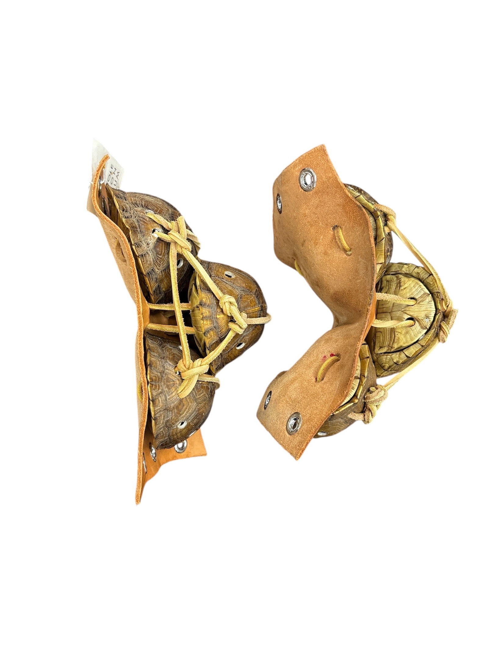 Leather Pad with 3 Turtle Shells Attached - 2