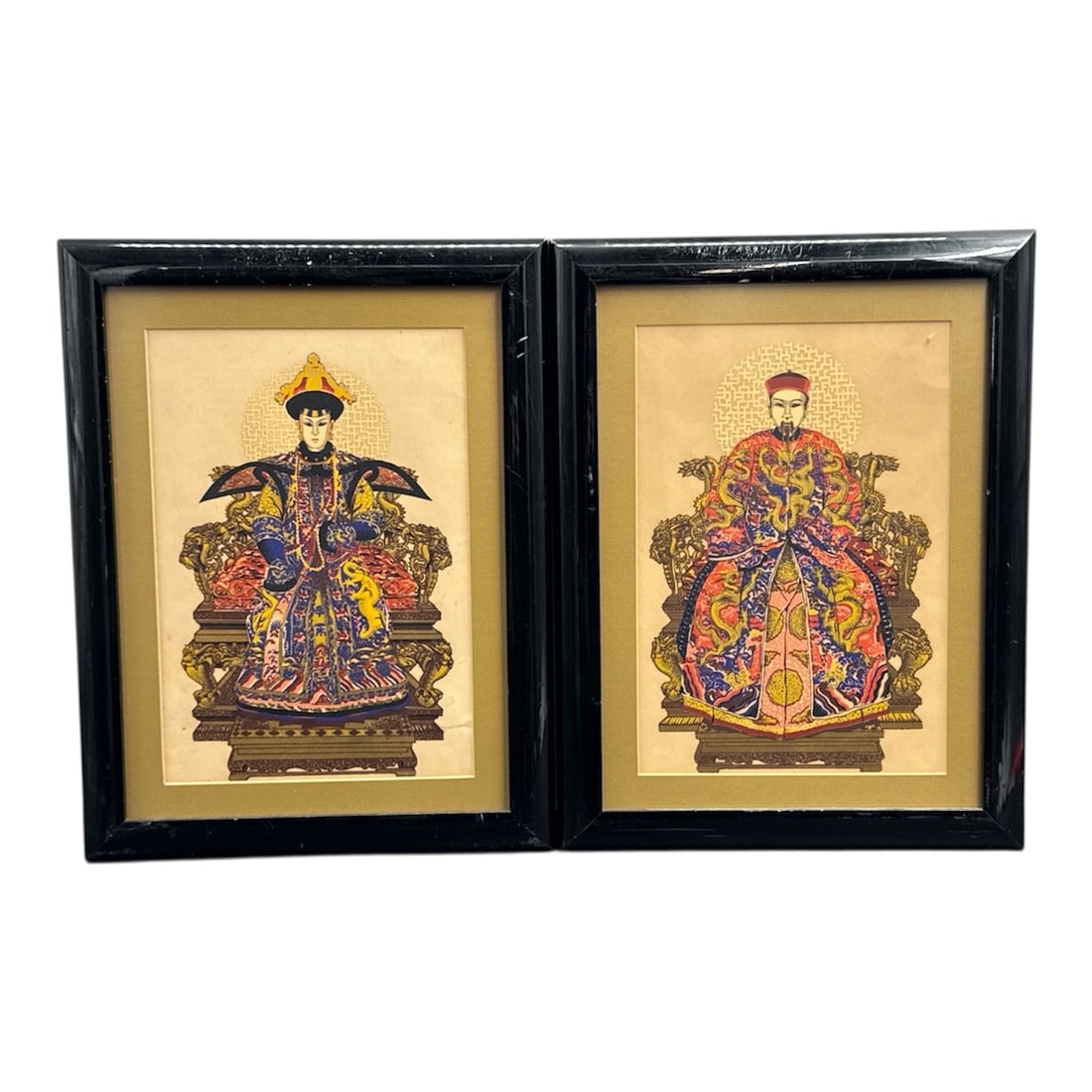 Pair of Framed Chinese Imperial Court Figure Prints (1 of 4)