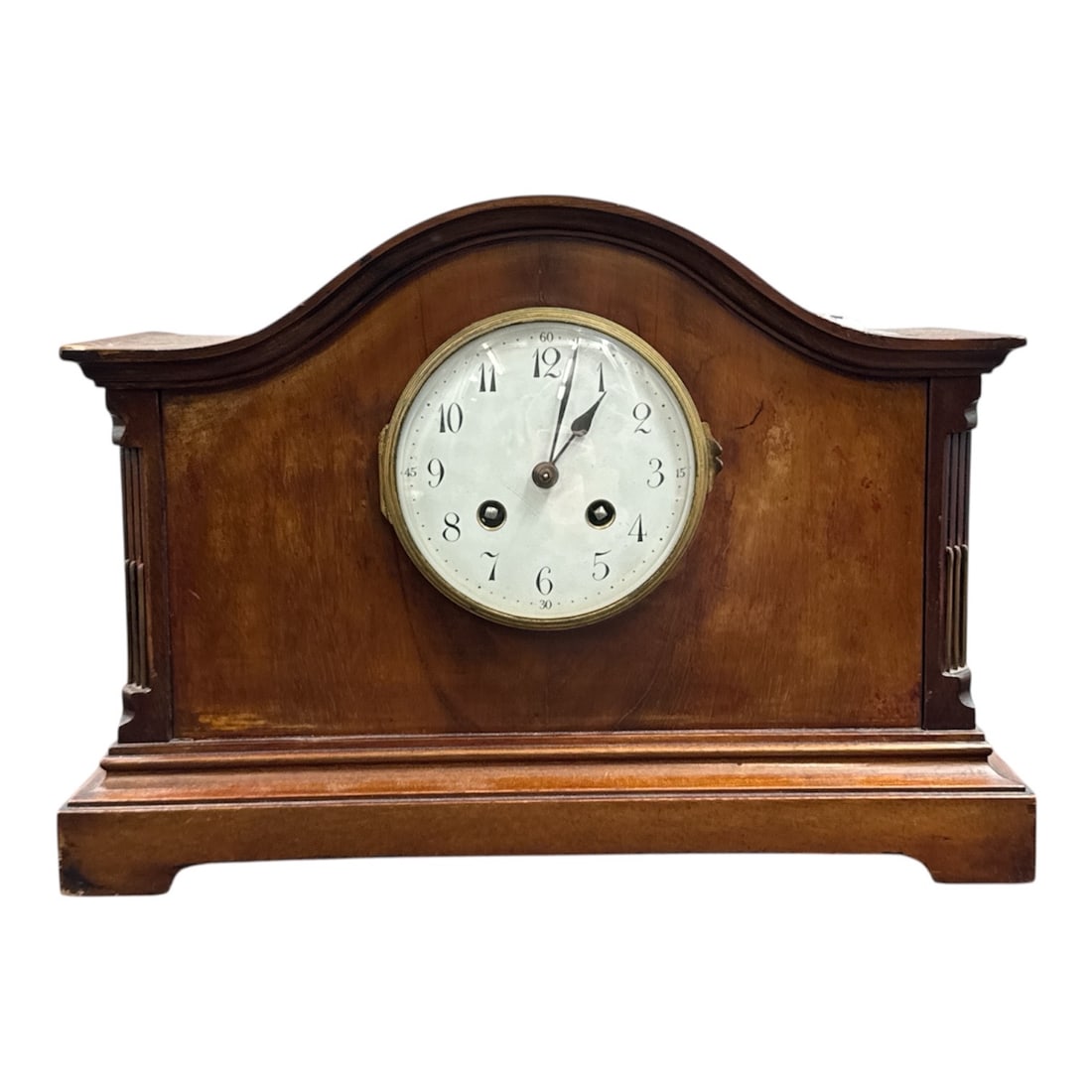 Antique Wooden Mantel Clock with Arched Case (1 of 5)