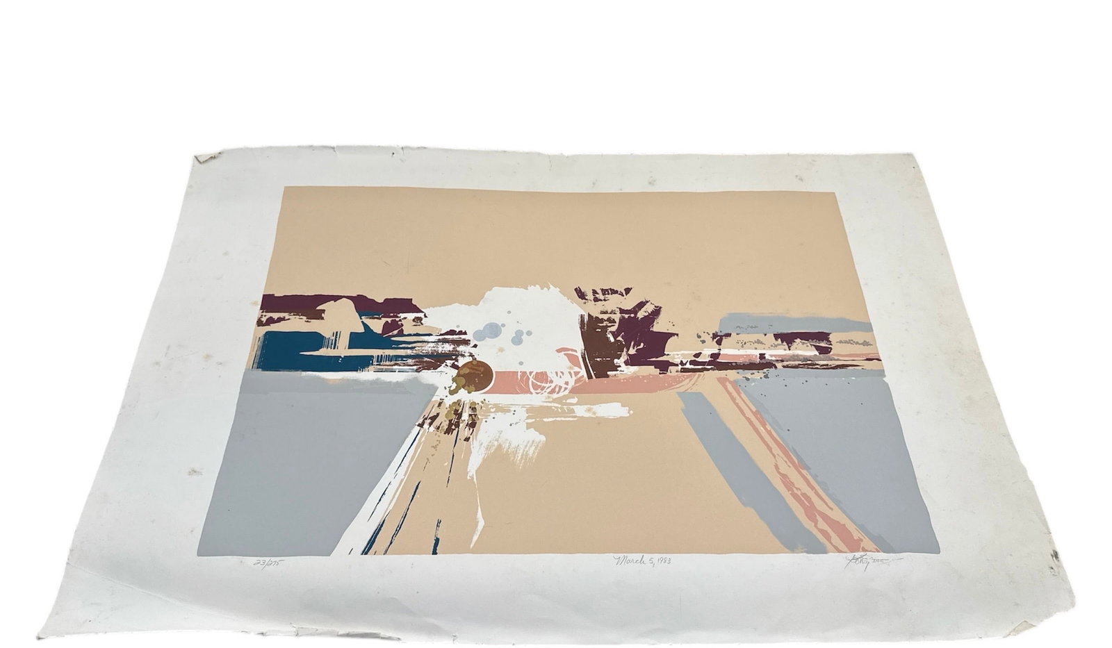 Limited Edition Abstract Landscape Silkscreen Print Dated 1983 (1 of 6)