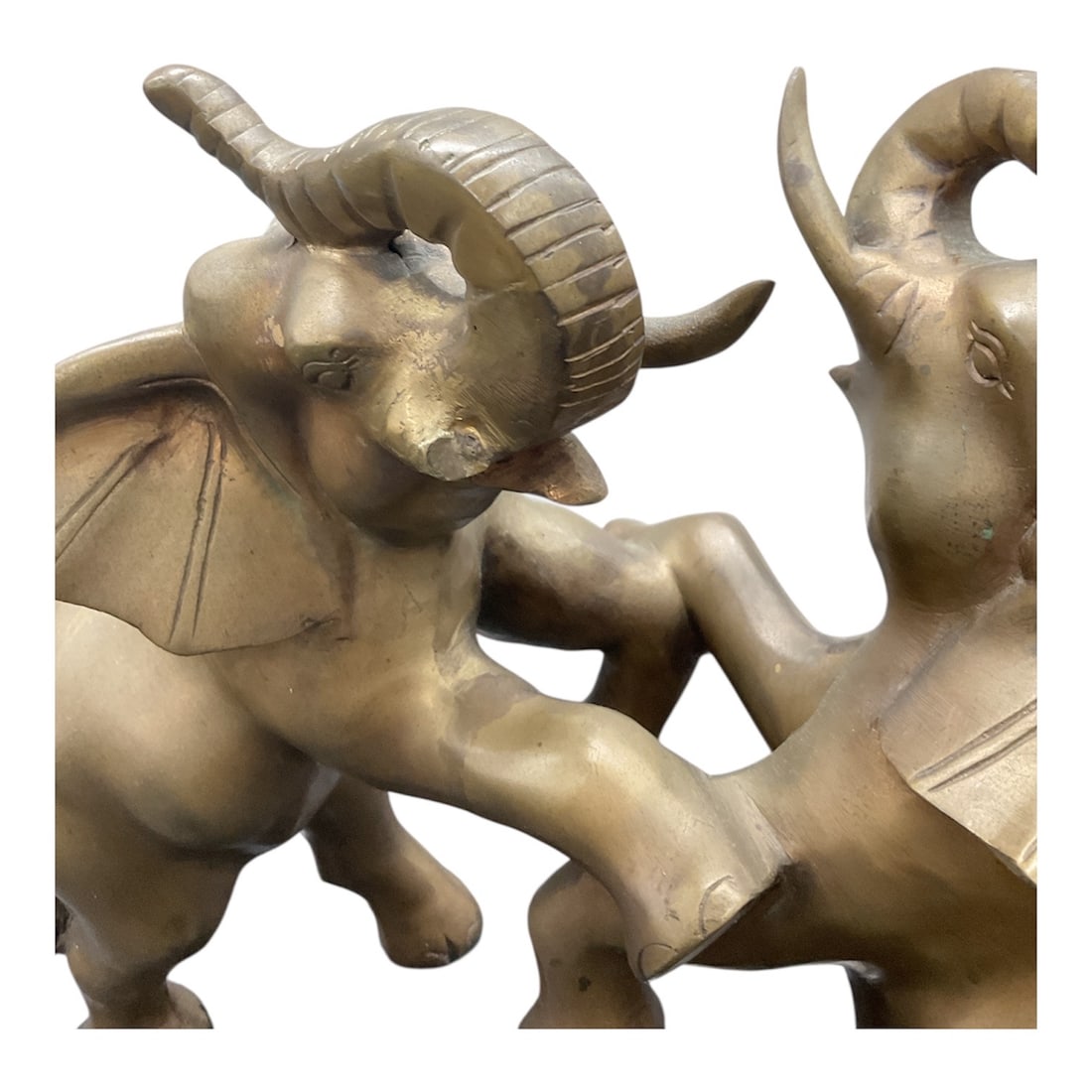 Bronze Tone Elephant Sculpture on Rectangular Base - 2