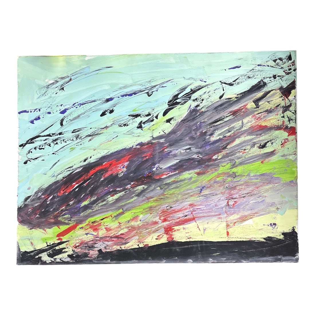 Contemporary Abstract: Contemporary abstract expressionist work, characterized by its dynamic, gestural application of color and texture. Dimensions: 24x18