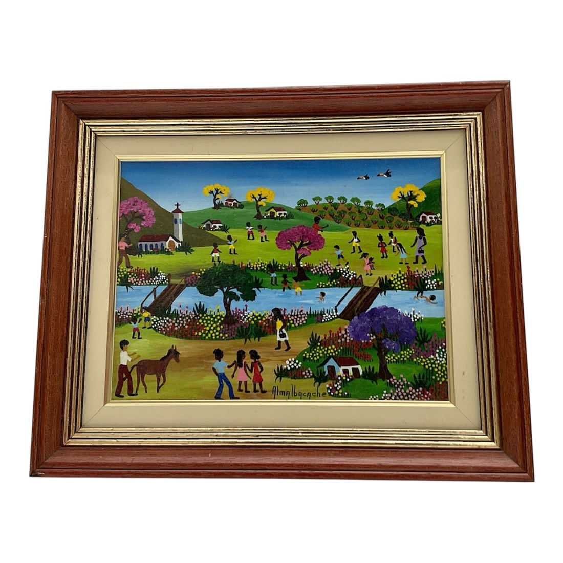 "Harmonia Rural" (Rural Harmony) – An Original Oil by Alma Ibacache: DescriptionThis vibrant, large-scale (in detail) composition is a classic work by the renowned artist